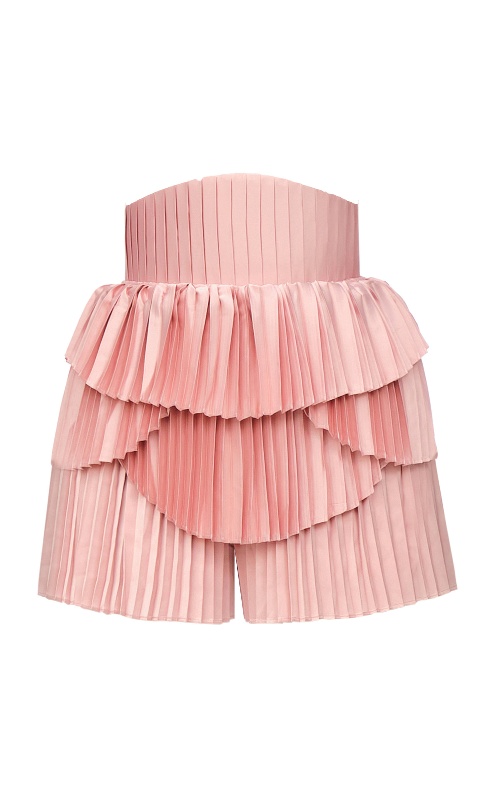Andrea Iyamah Hibi Pleated Satin Shorts