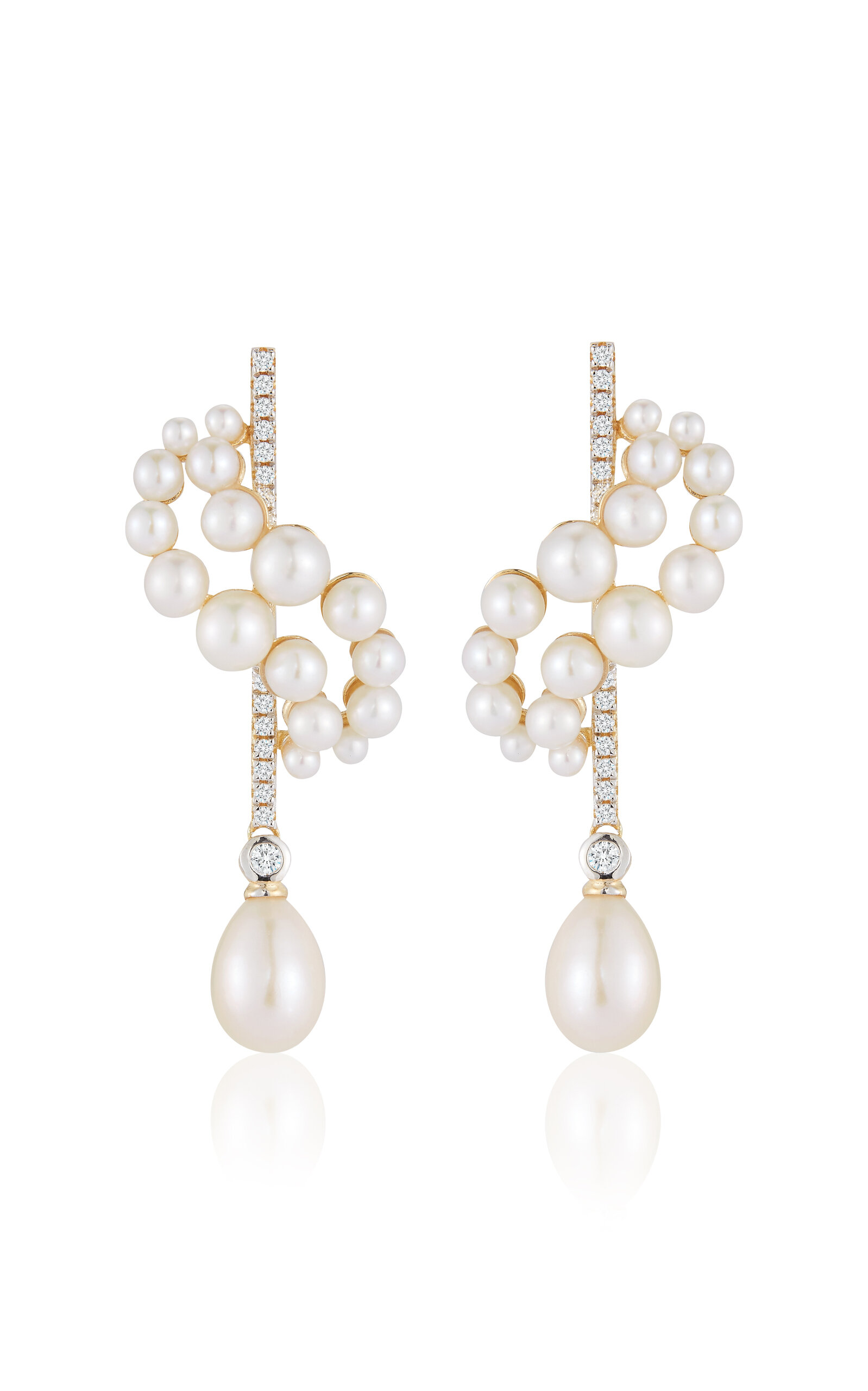 Mateo Women's Curve 14k Yellow Gold, 2-9mm Cultured Freshwater Pearl, & 0.36 Tcw Diamond Bar Drop Earrings In Gold