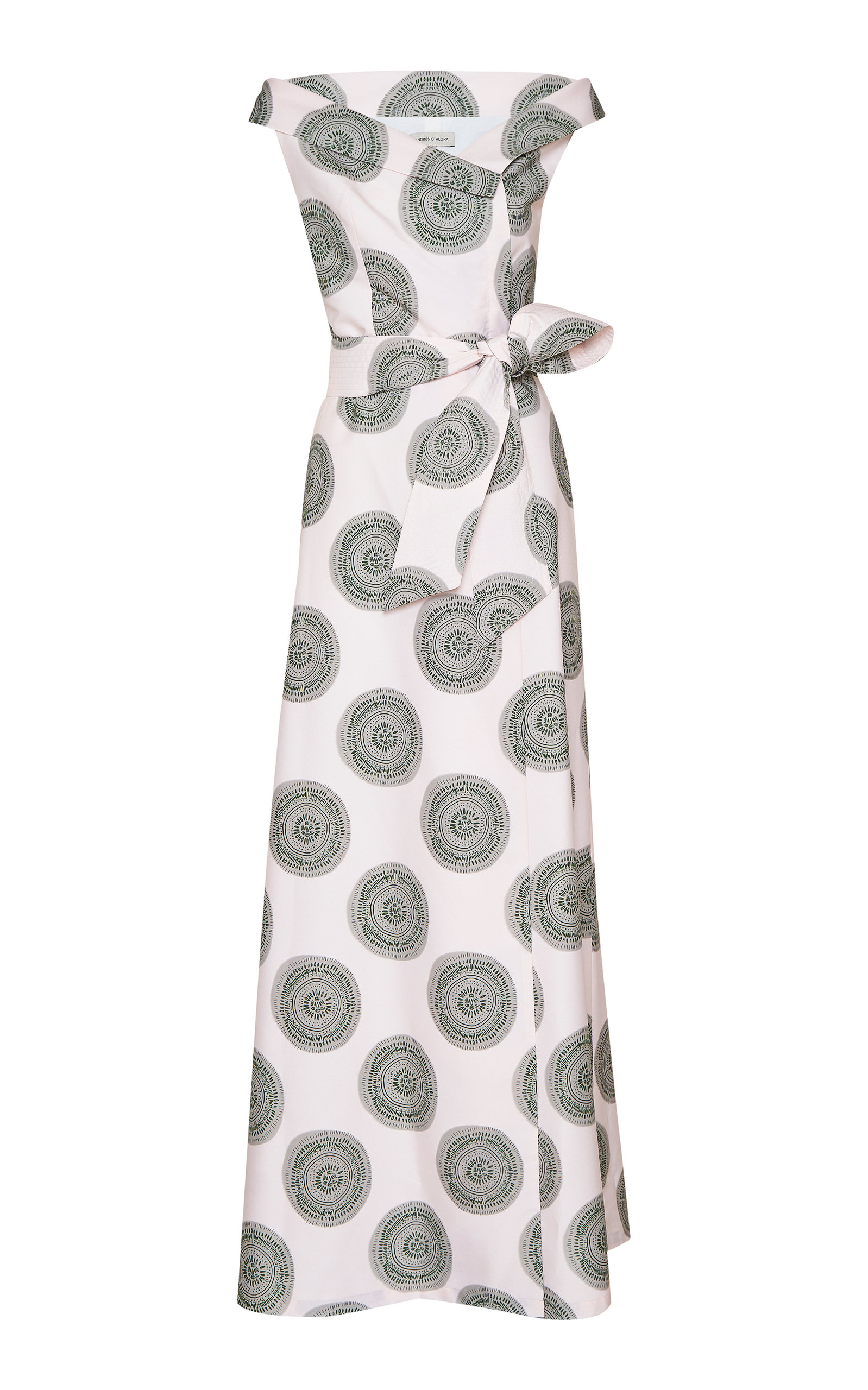 Andres Otalora Women's Ocre Cotton Poplin Wrap Maxi Dress In Green,navy