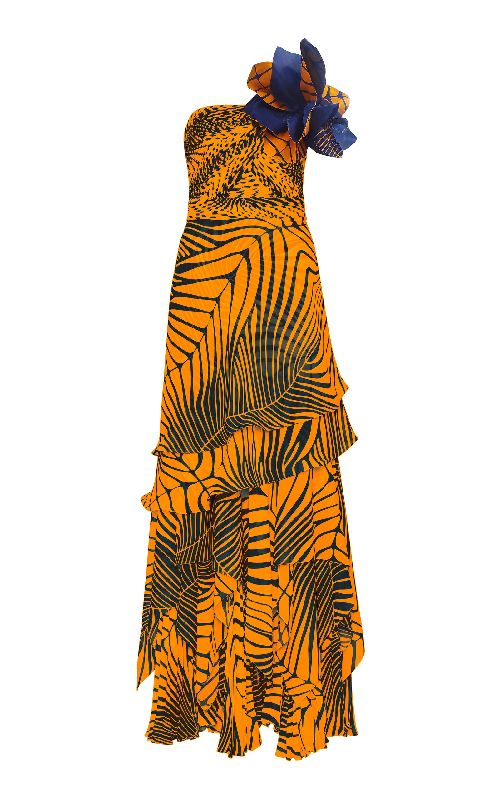 Andres Otalora Women's Caladium Pleated Chiffon Maxi Dress In Navy