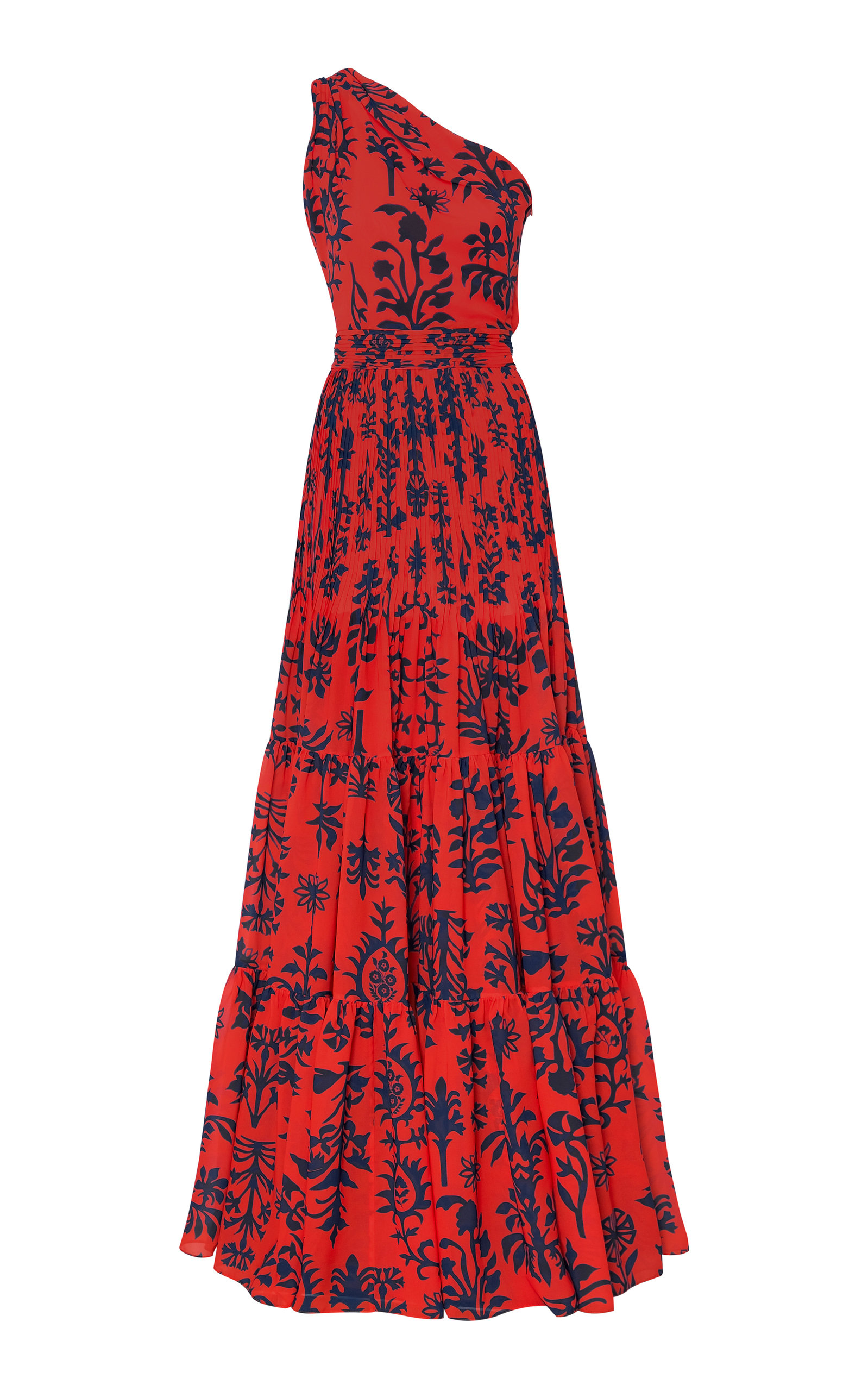 Andres Otalora Women's Illia Asymmetric Pleated Chiffon Gown In Print