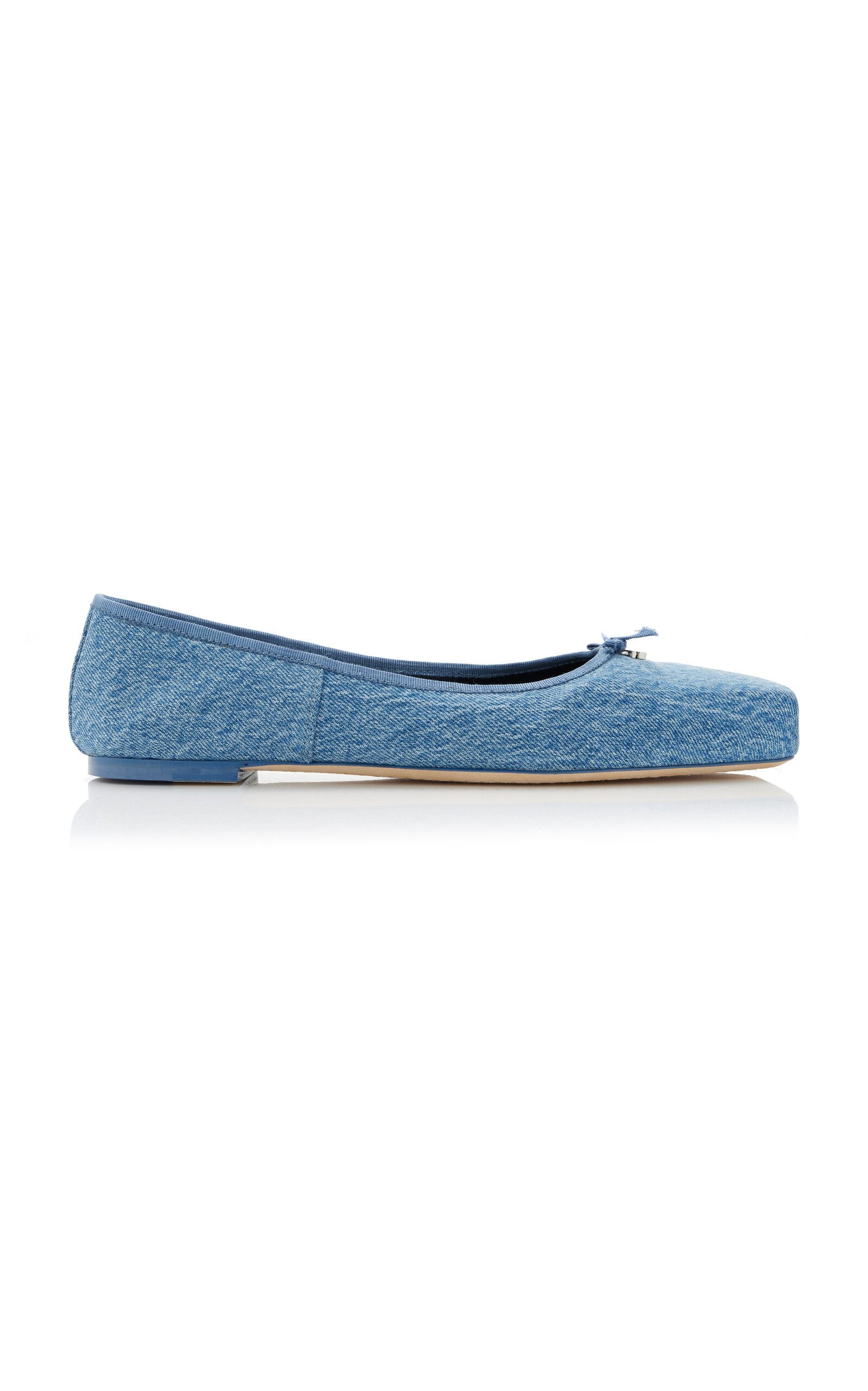 Alexander Wang Billie Crystal-embellished Denim Ballet Flats In Blue