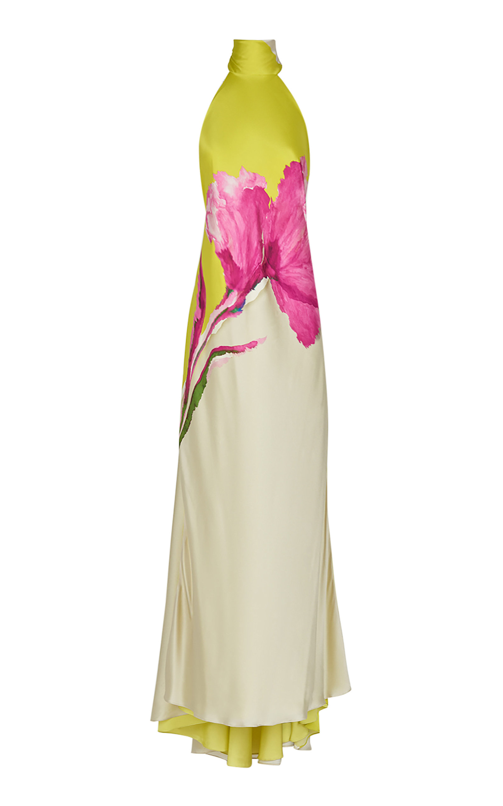 Silvia Tcherassi Sherry Silk Maxi Dress In Chartreuse Beige Floral |  ModeSens
