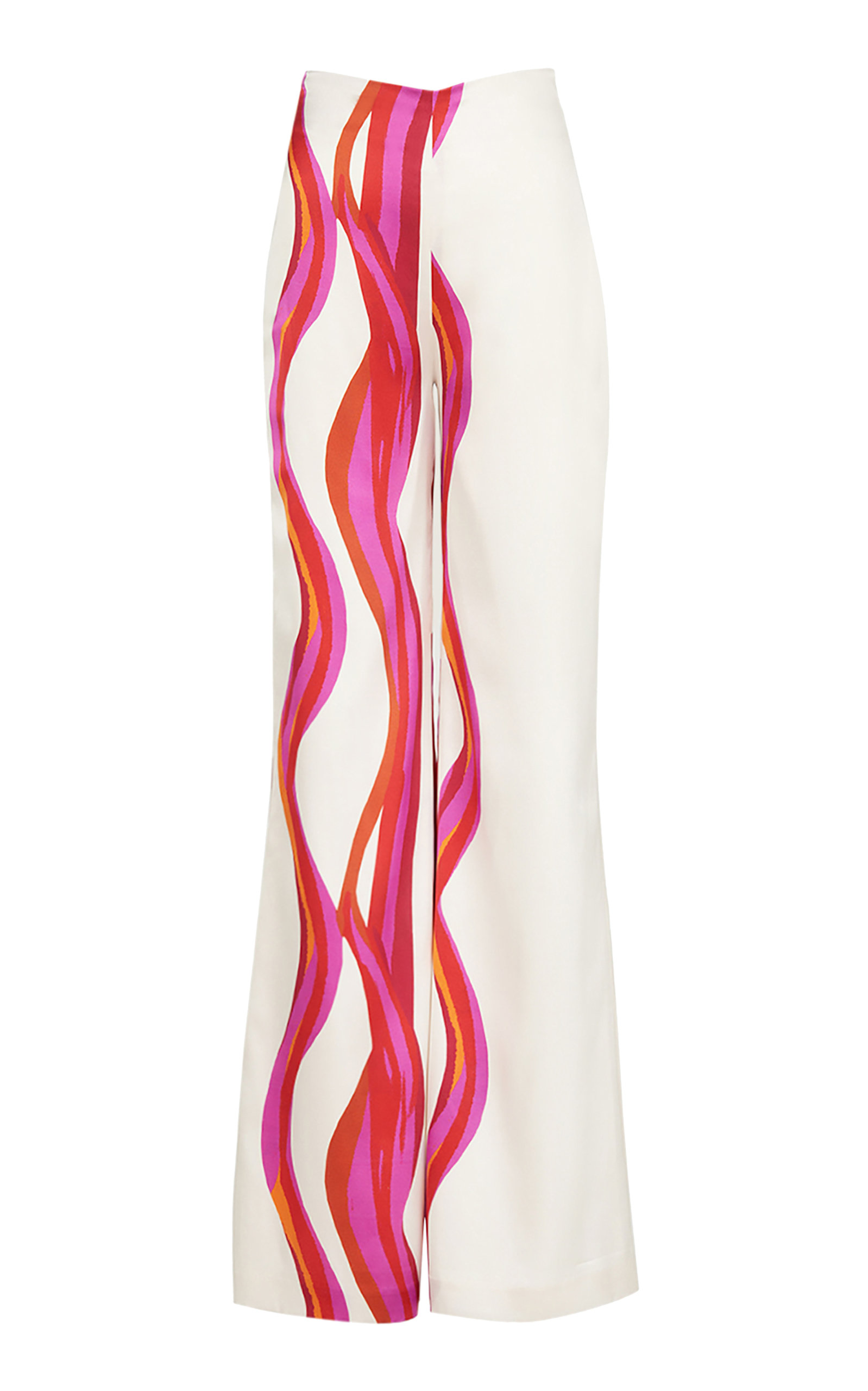 Silvia Tcherassi Women's Andie Silk Wide-leg Pants In Fuschia Abstract Waves