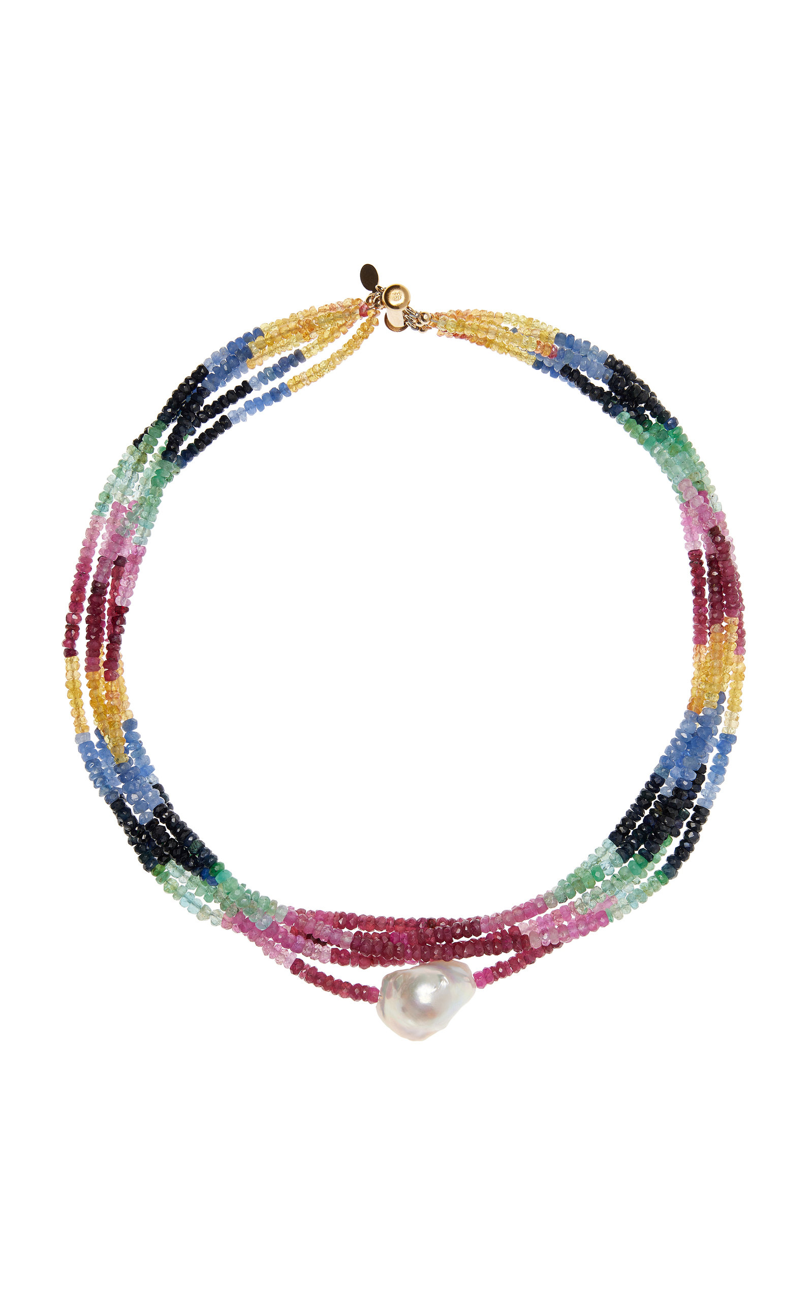 Precious Gemstones Five Strand Choker Necklace