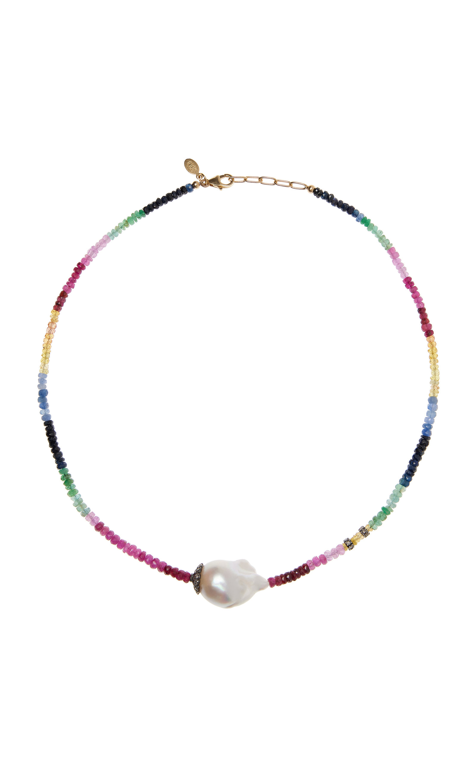 Precious Gemstones 14K Gold Choker Necklace