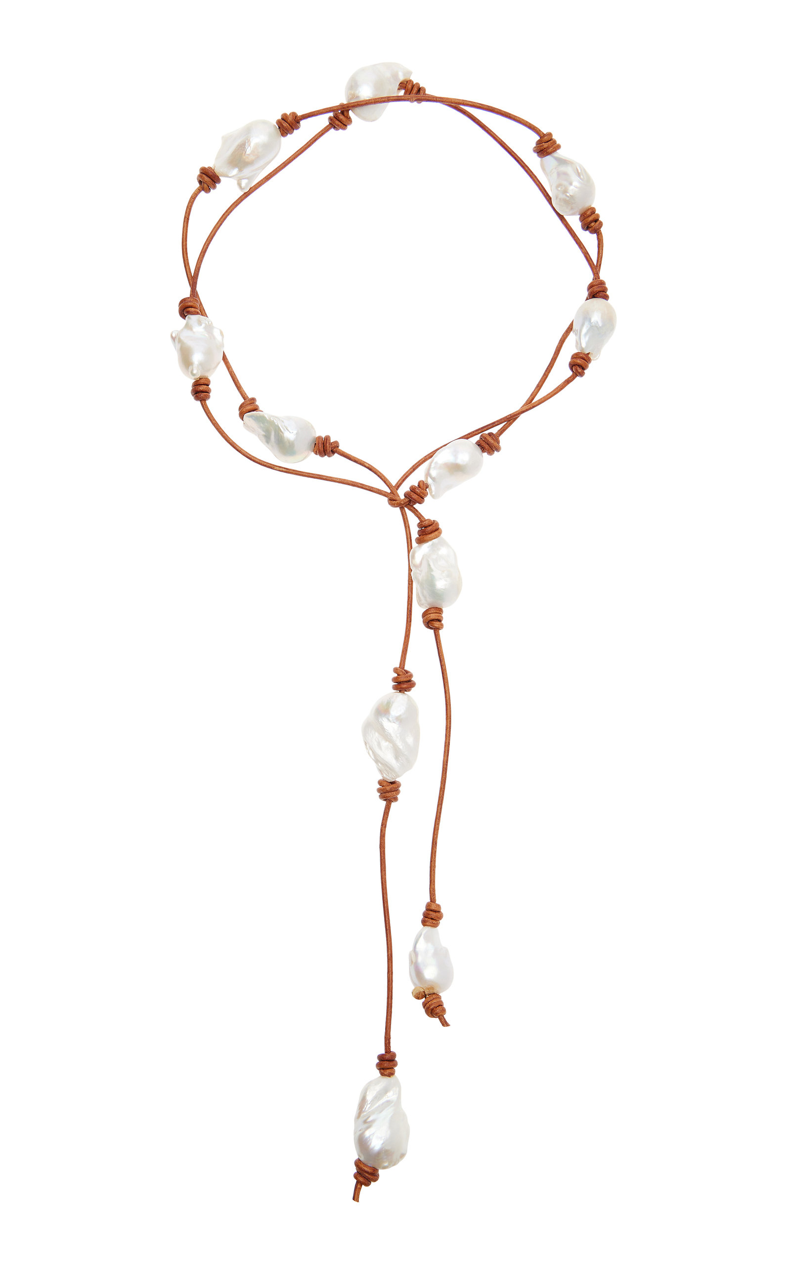 Joie DiGiovanni Women's Knotted Baroque Pearl Lariat Necklace