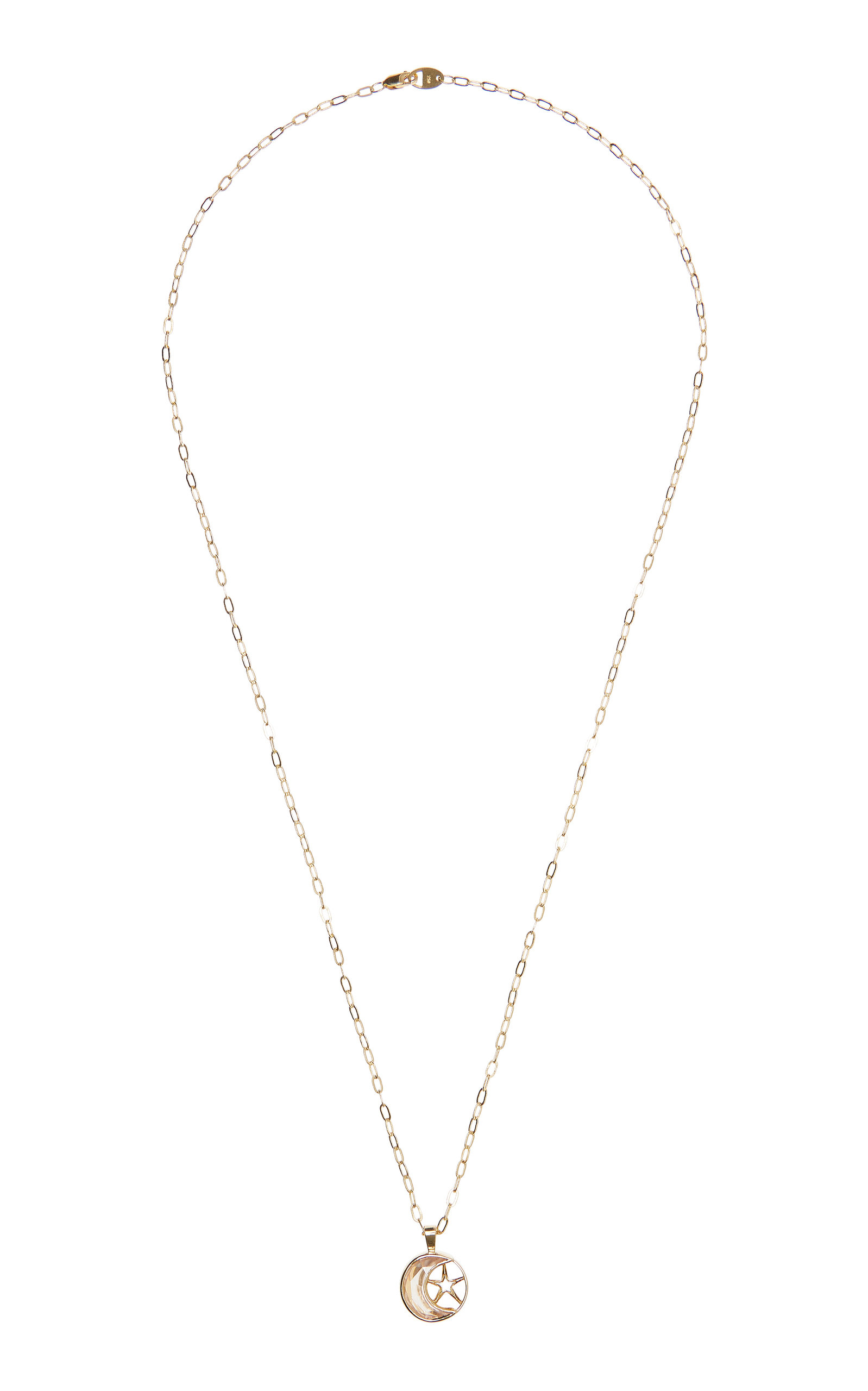 Solitaire Moon 18K Gold VRAI Created Diamond Necklace