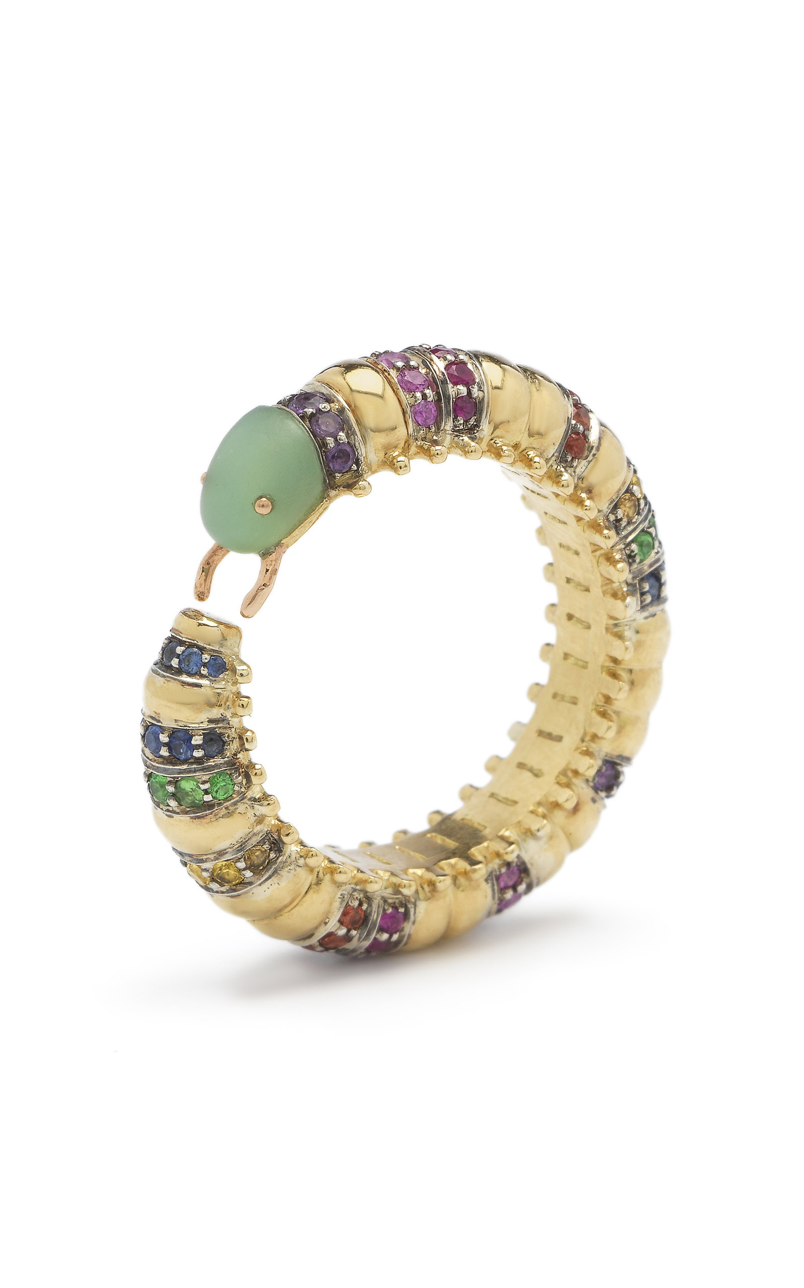 BIBI VAN DER VELDEN WOMEN'S MILLIPEDE ETERNITY RAINBOW 18K GOLD RING 