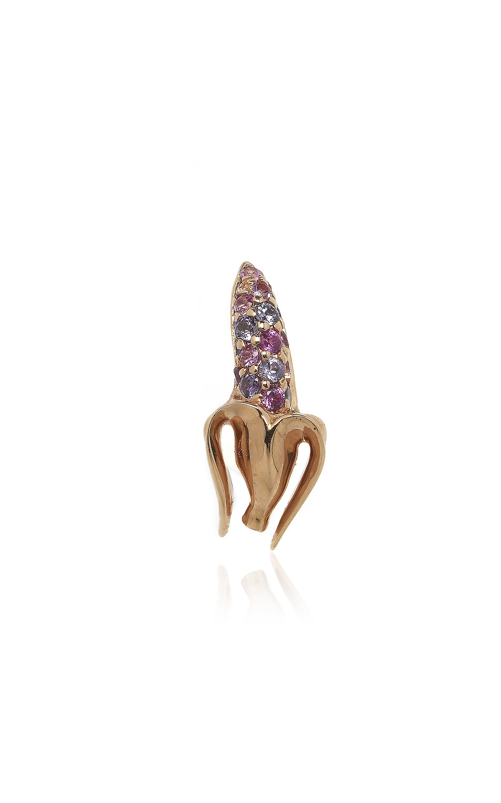 Bibi van der Velden Women's Mini Pink Sapphire Banana 18K Rose Gold Single Stud Earring