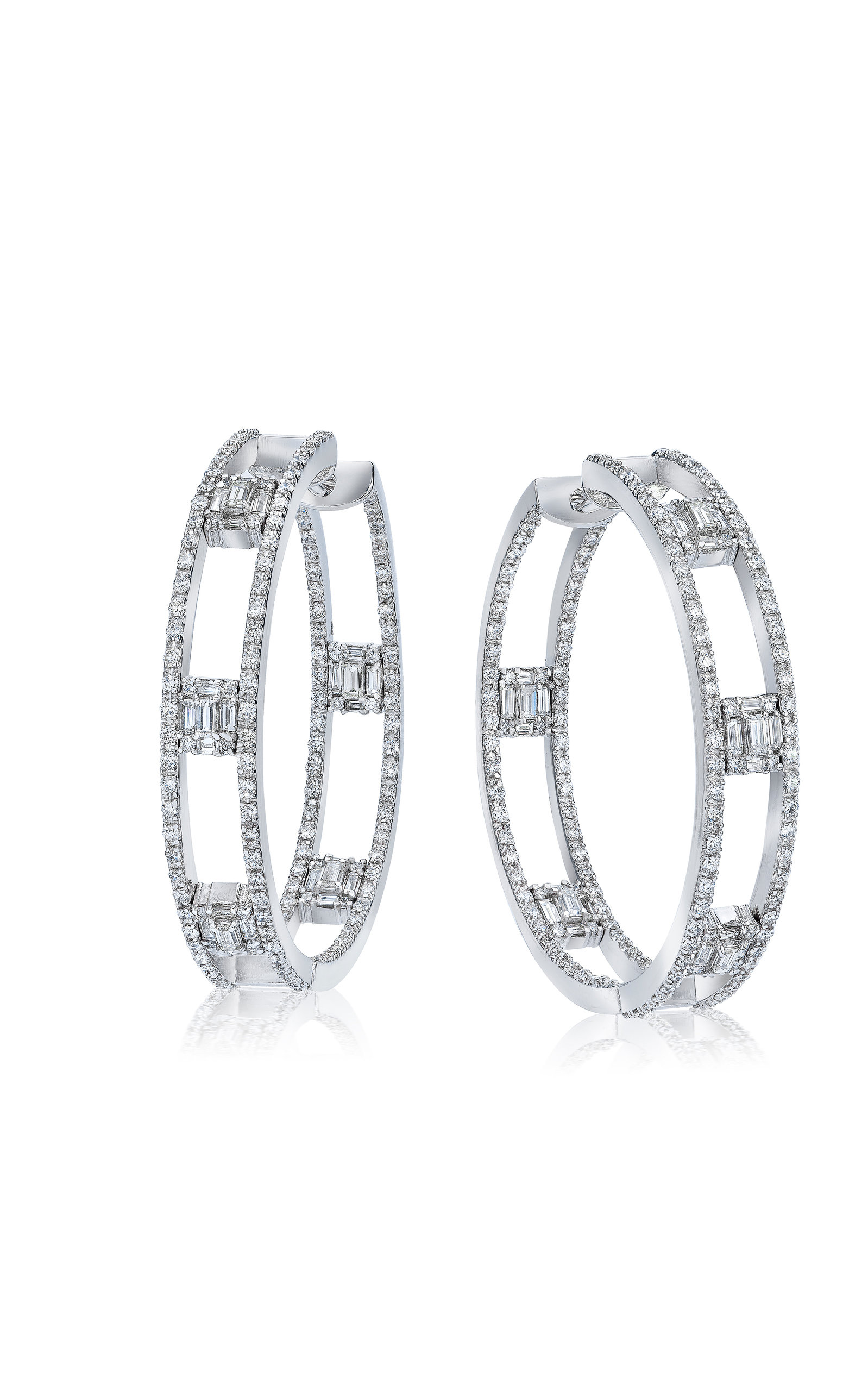 Clarity Inside-Out 18K White Gold Diamond Hoop Earrings