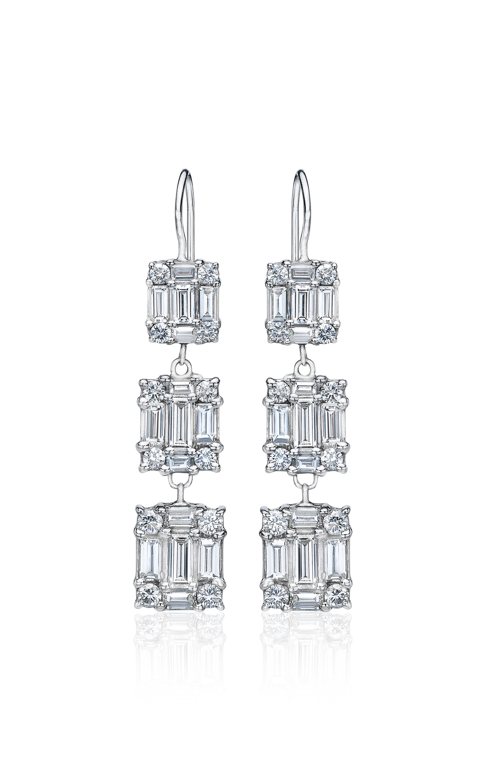 Mindi Mond Women's Clarity Dangling All Diamond 18K White Gold Trio Earrings