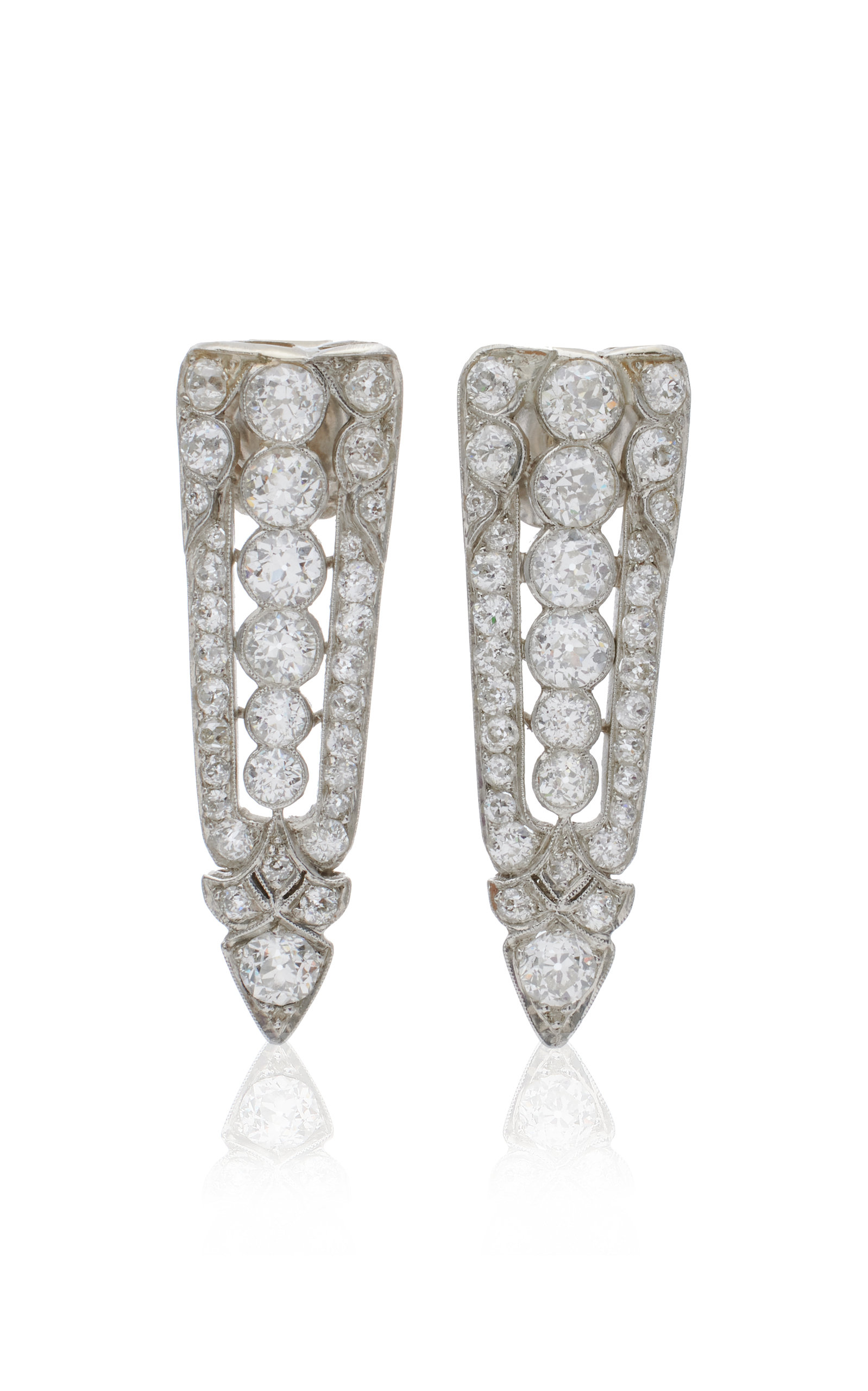 Mindi Mond Women's Deco Platinum Diamond Earrings