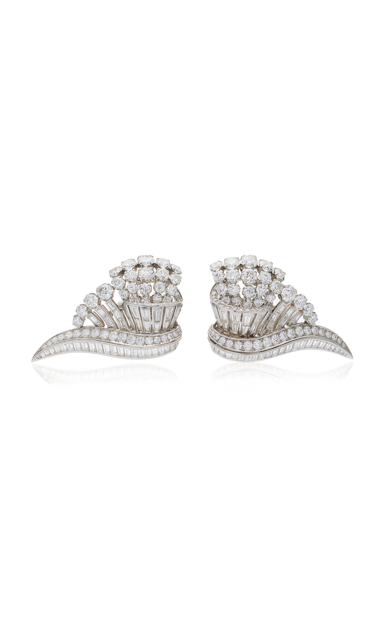 Mindi Mond Platinum Diamond Wing Earrings In White