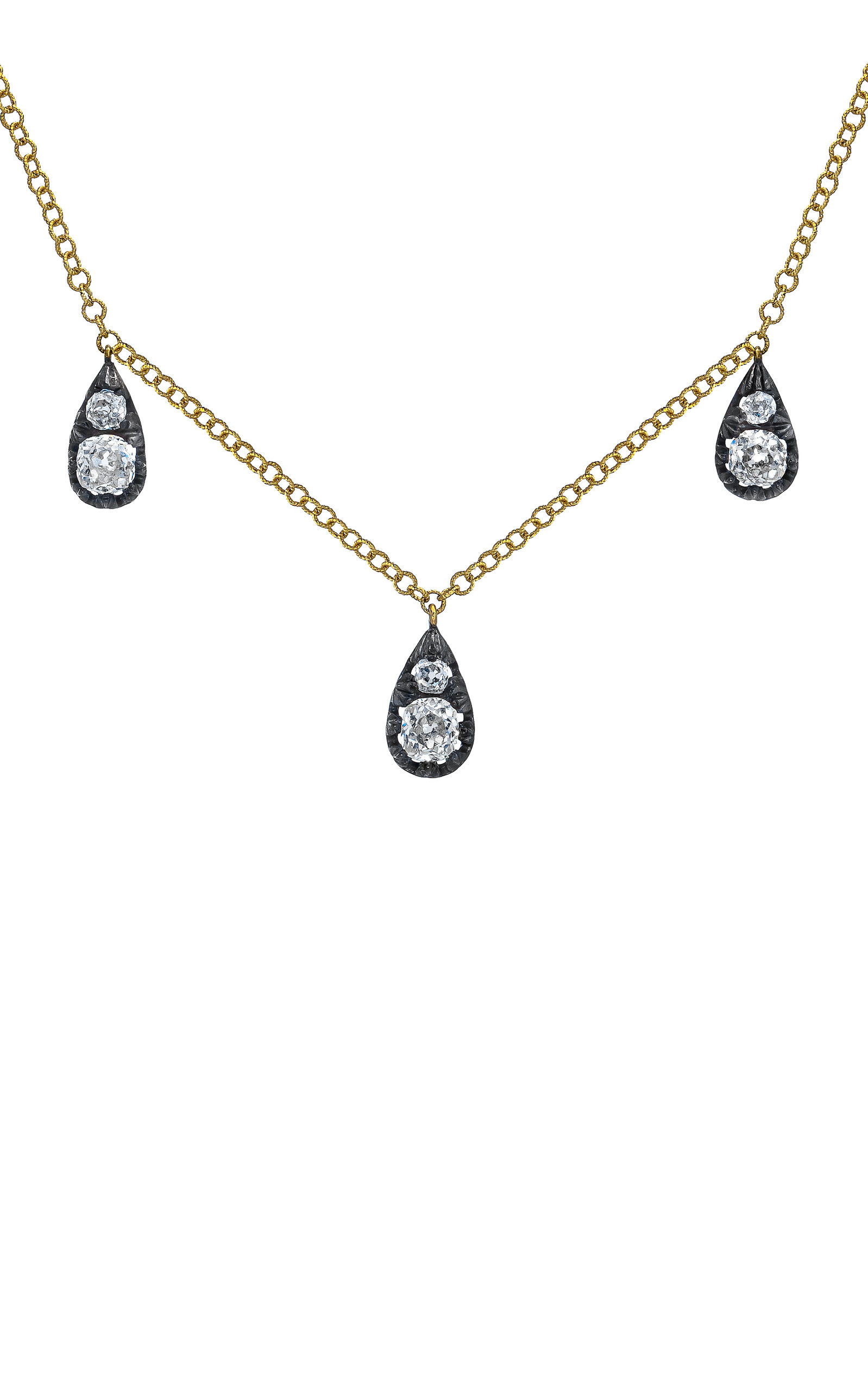 Mindi Mond Women's 3 Drop Cushion Diamond Necklace