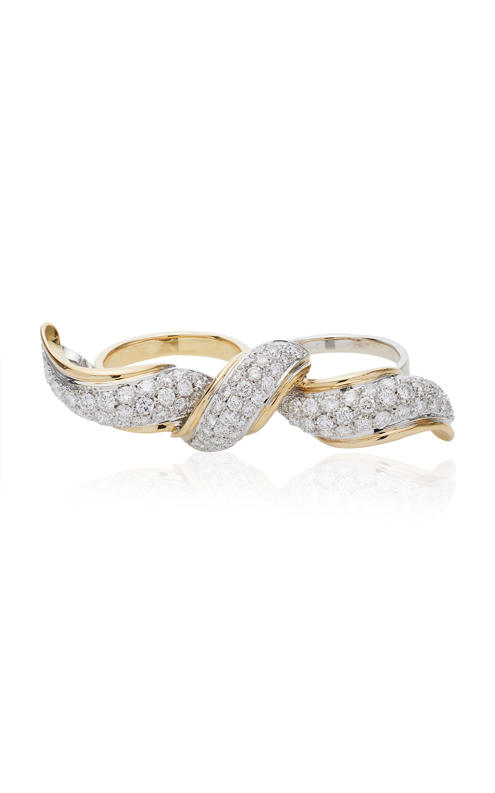 Mindi Mond Women's Two Finger 18k Yellow Gold Diamond Bow Ring