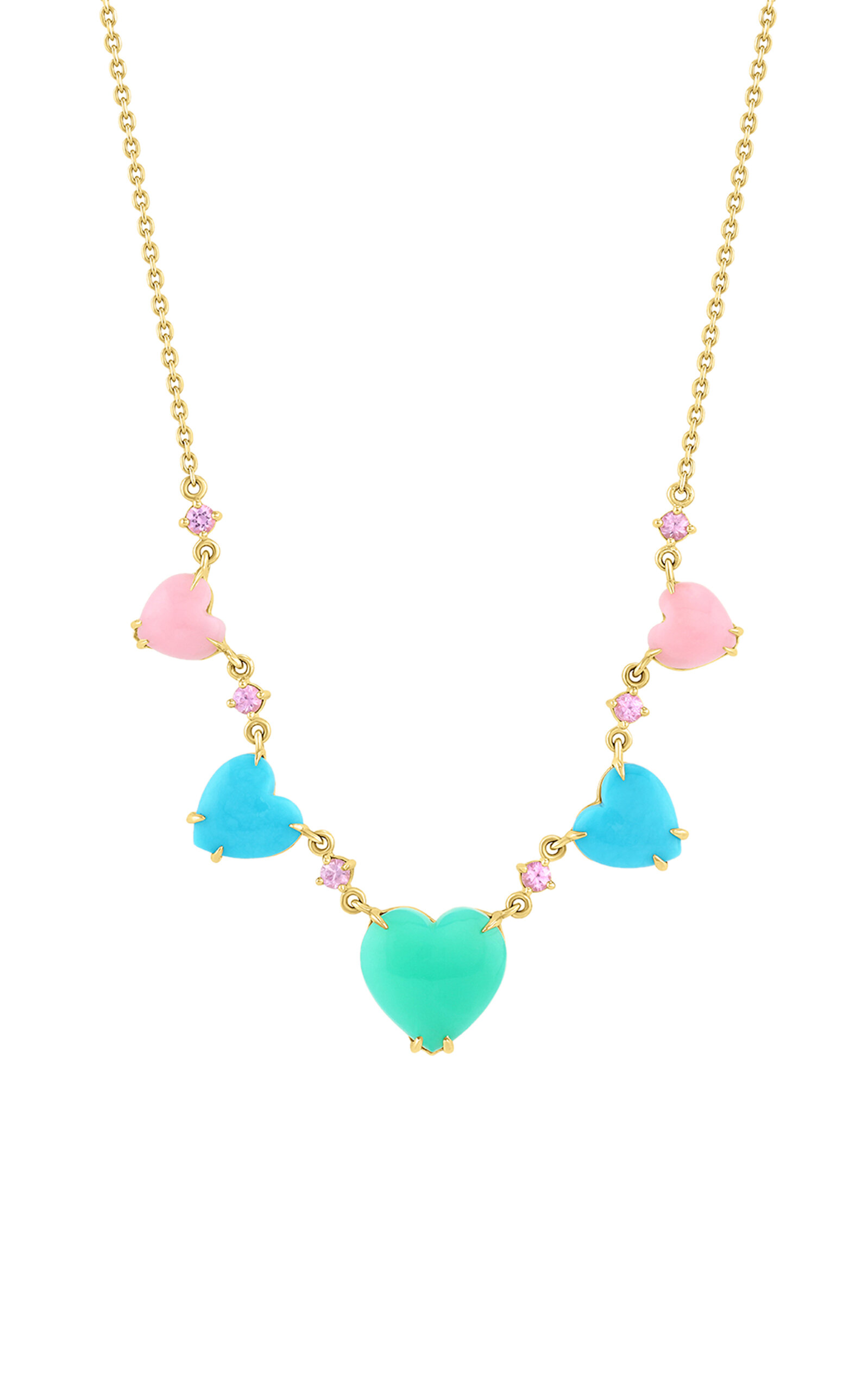 M.spalten Women's The Heart Lady 14k Yellow Gold 5-stone Necklace In Multi