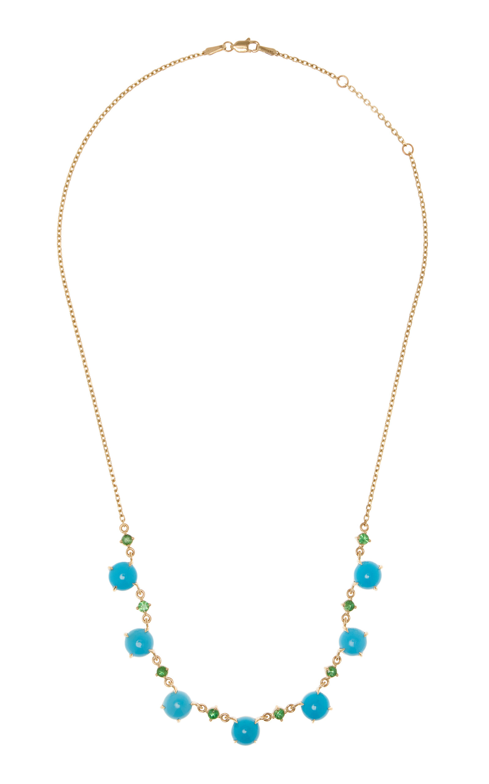 M.spalten Women's 7 Stone Lady 14k Yellow Gold; Tsavorite; And Turquoise Necklace In Blue