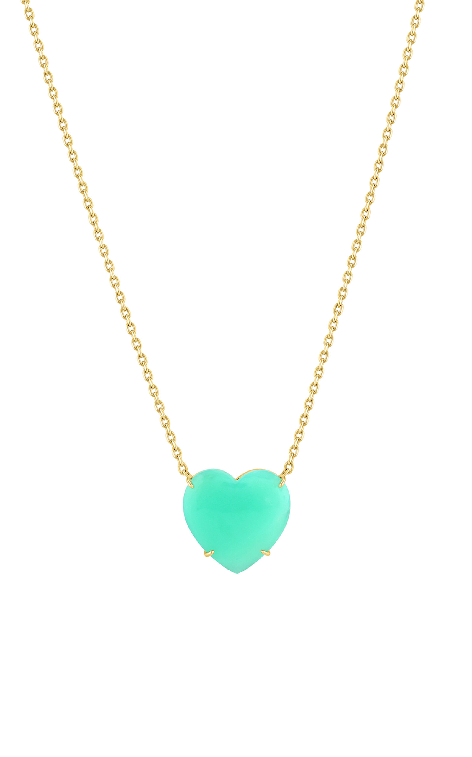 M.spalten Women's The Single Heart Lady 14k Yellow Gold Chrysoprase Necklace In Green
