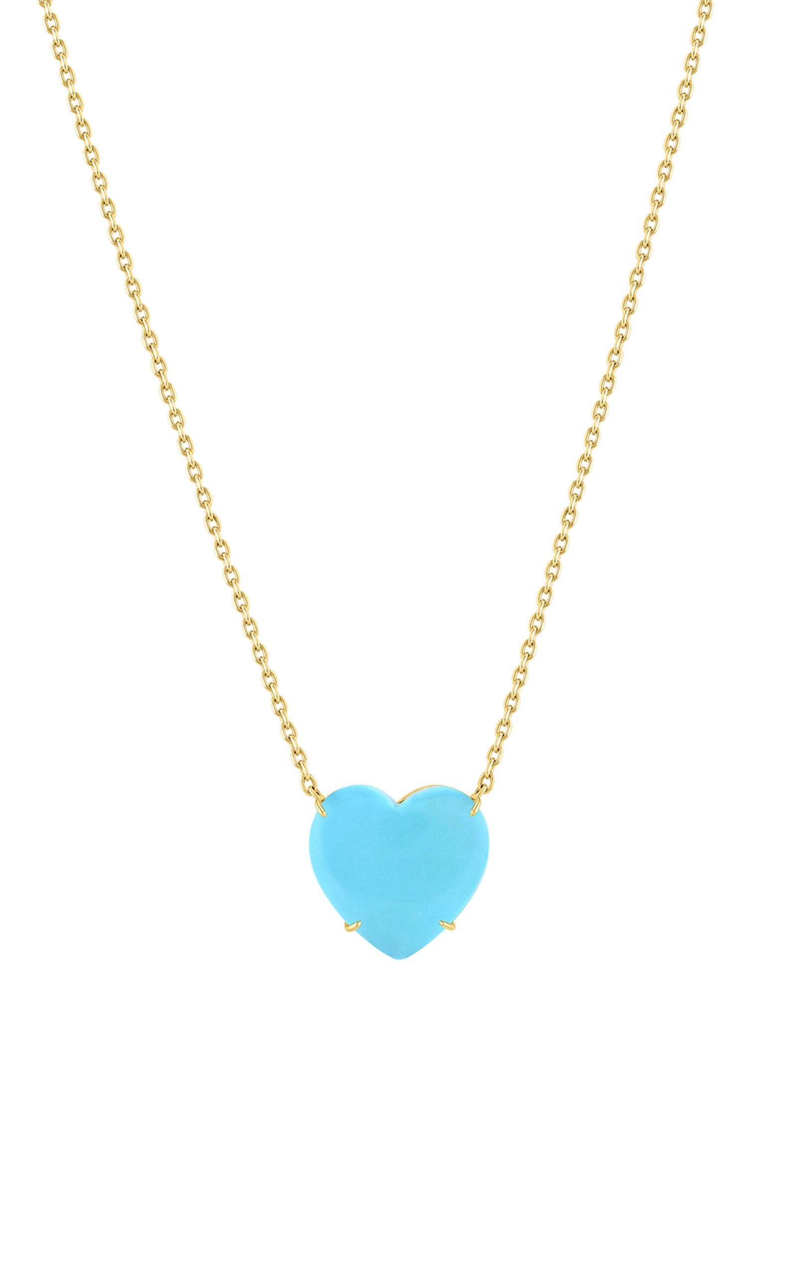 M.spalten Women's The Single Heart Lady 14k Yellow Gold Turquoise Necklace In Blue