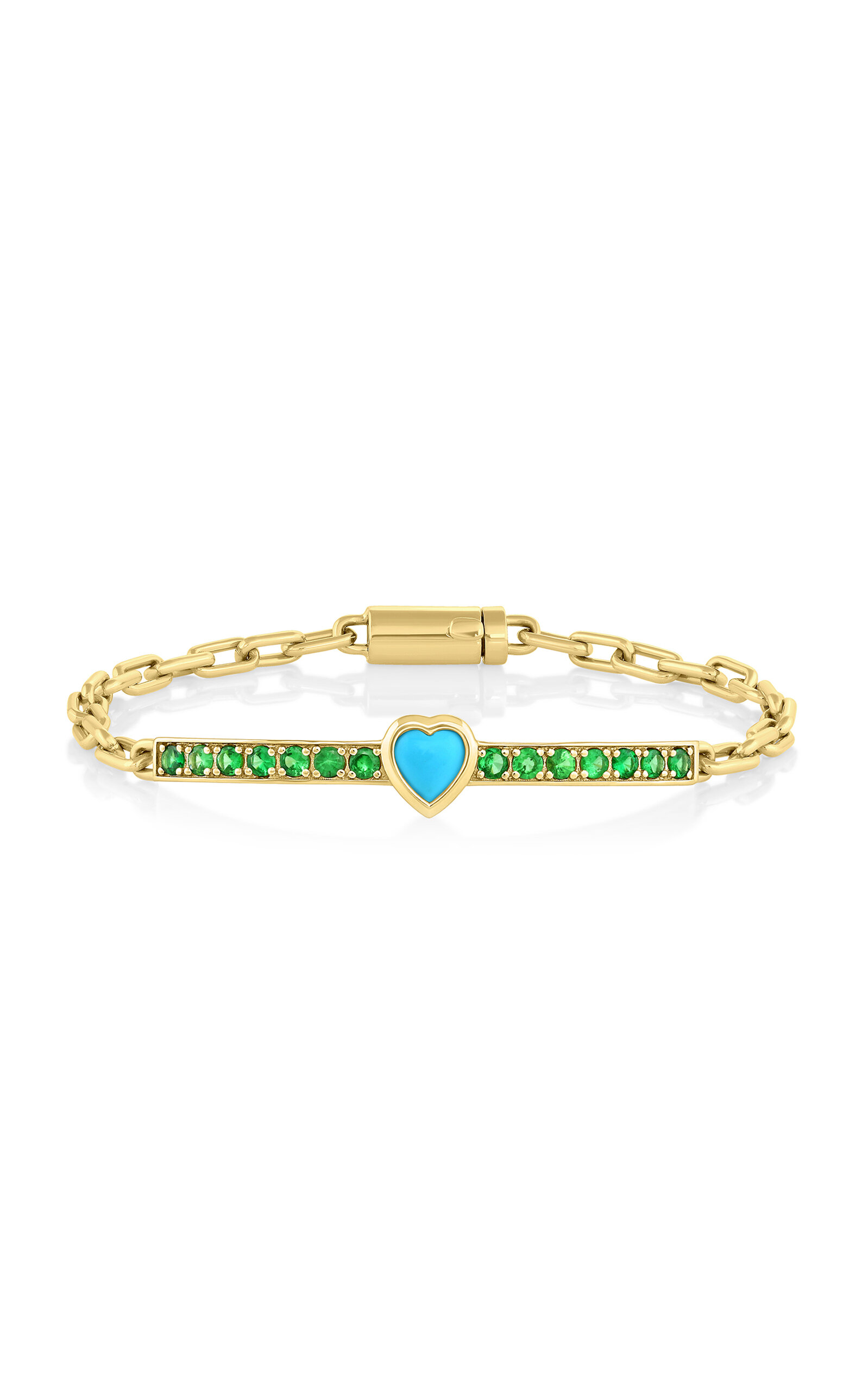 M.spalten Women's Gem Id 14k Yellow Gold; Turquoise; And Tsavorite Bracelet