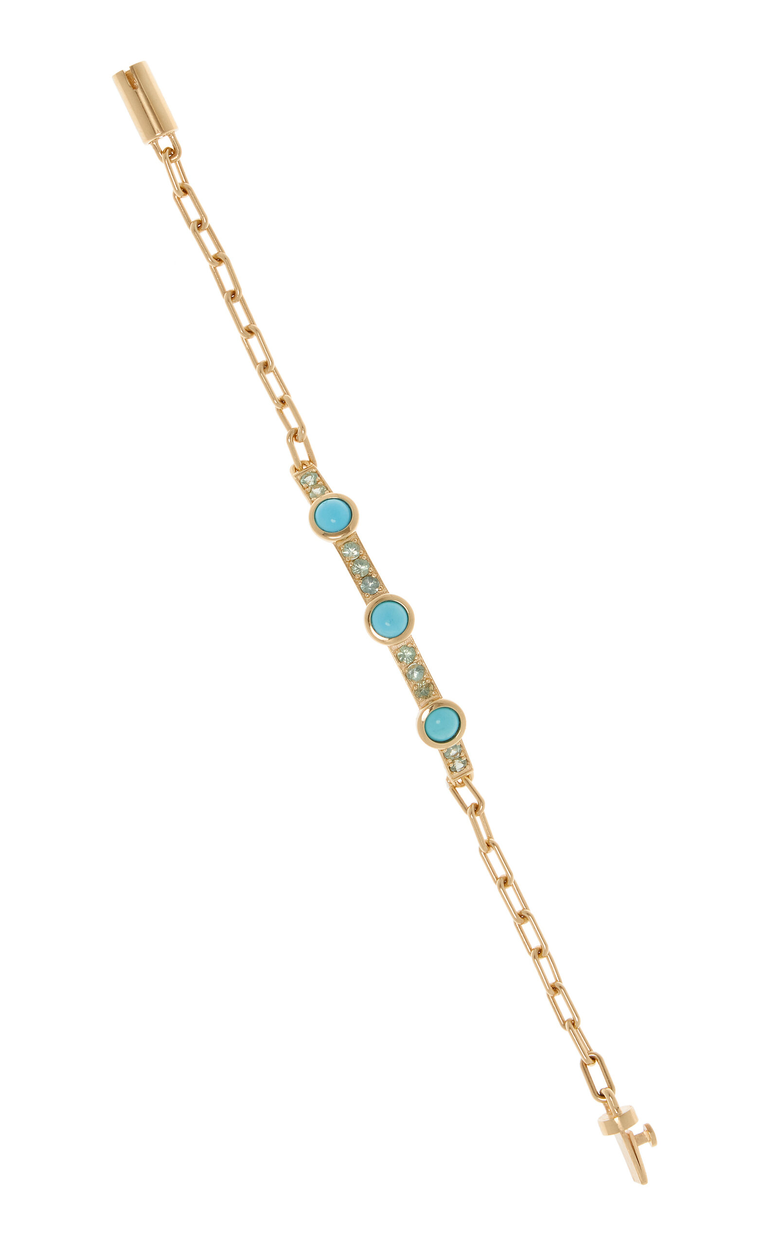 M.spalten Women's Triple Stone Gem Id 14k Yellow Gold; Turquoise; And Sapphire Bracelet
