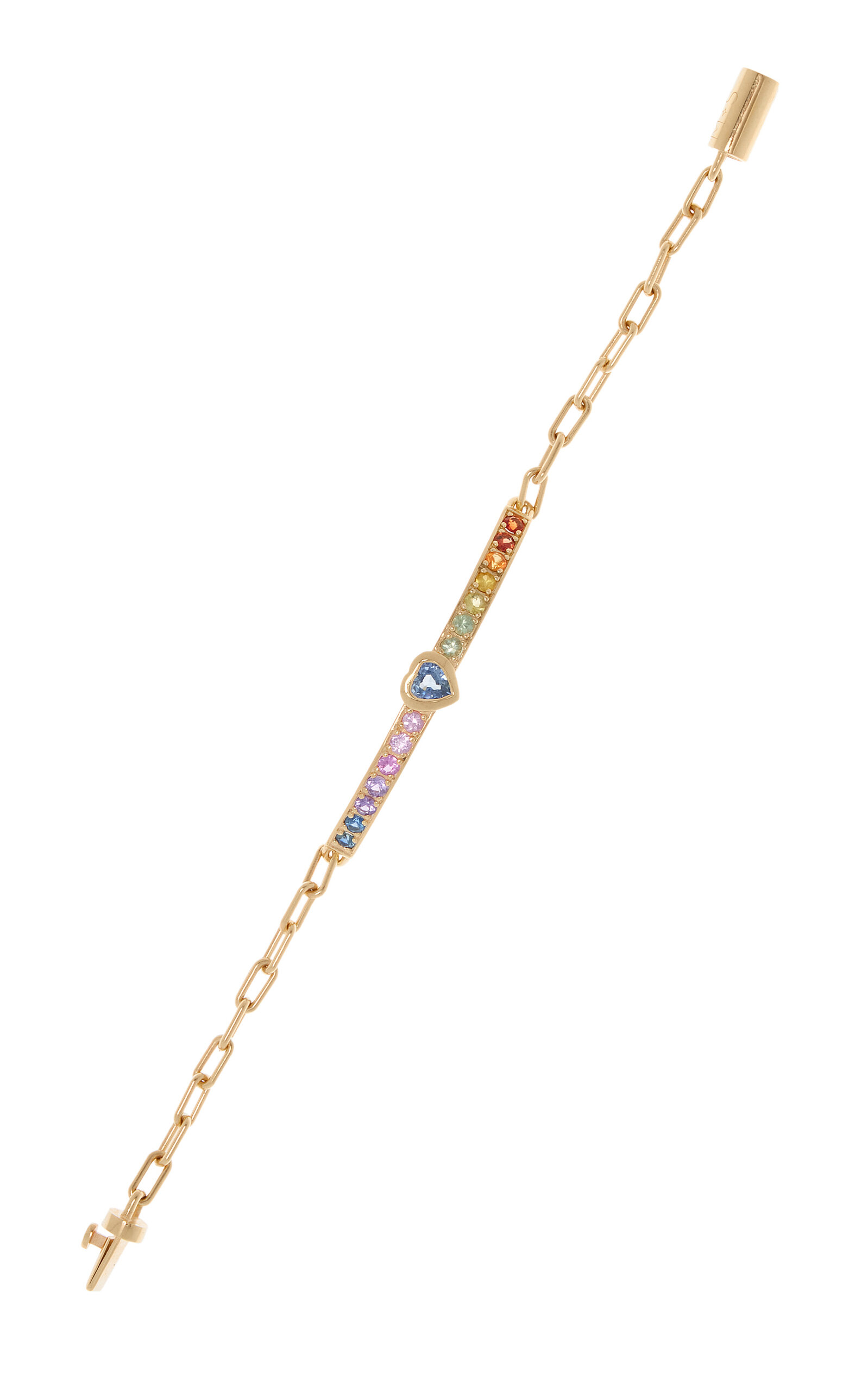 M.spalten Women's Single Stone Gem Id 14k Yellow Gold Sapphire Bracelet