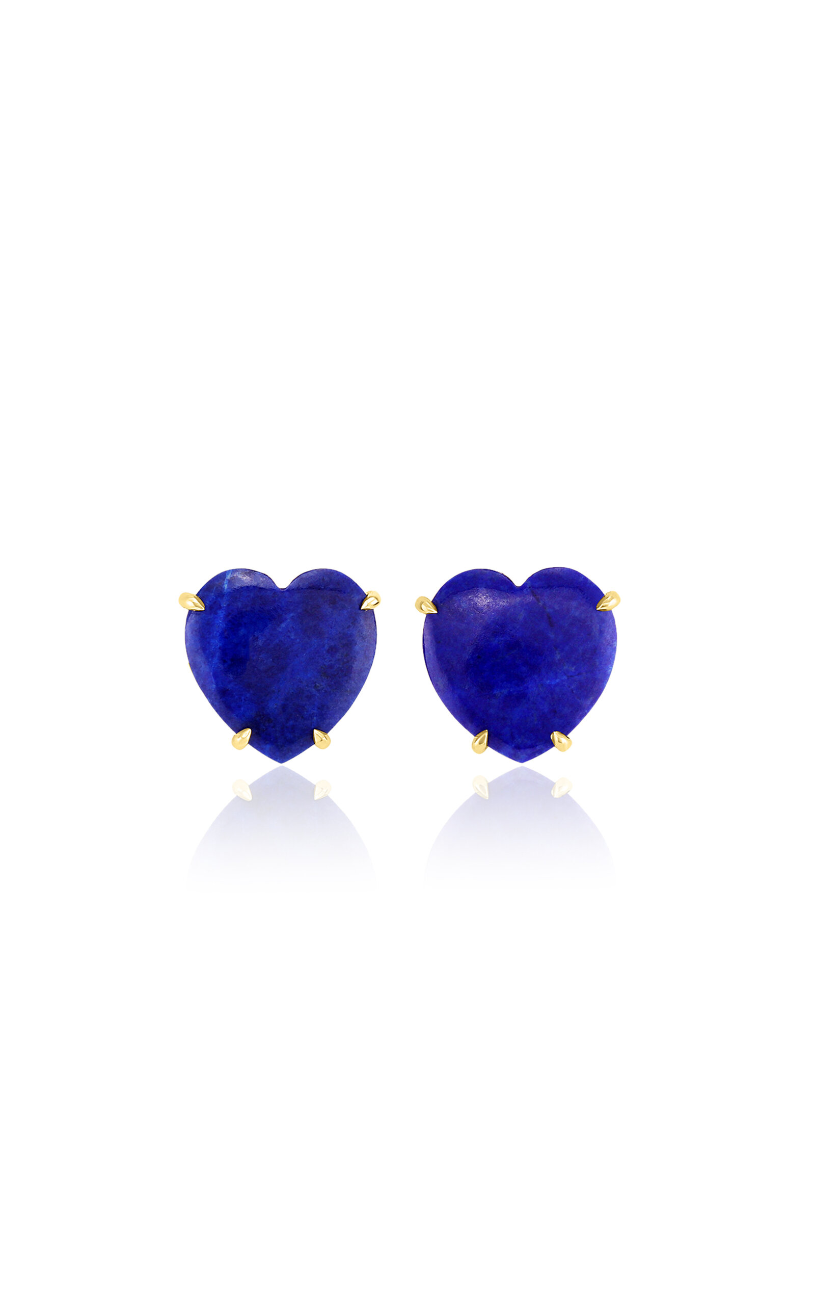 M.spalten Women's The Single Heart 14k Yellow Gold Lapis Earrings In Blue