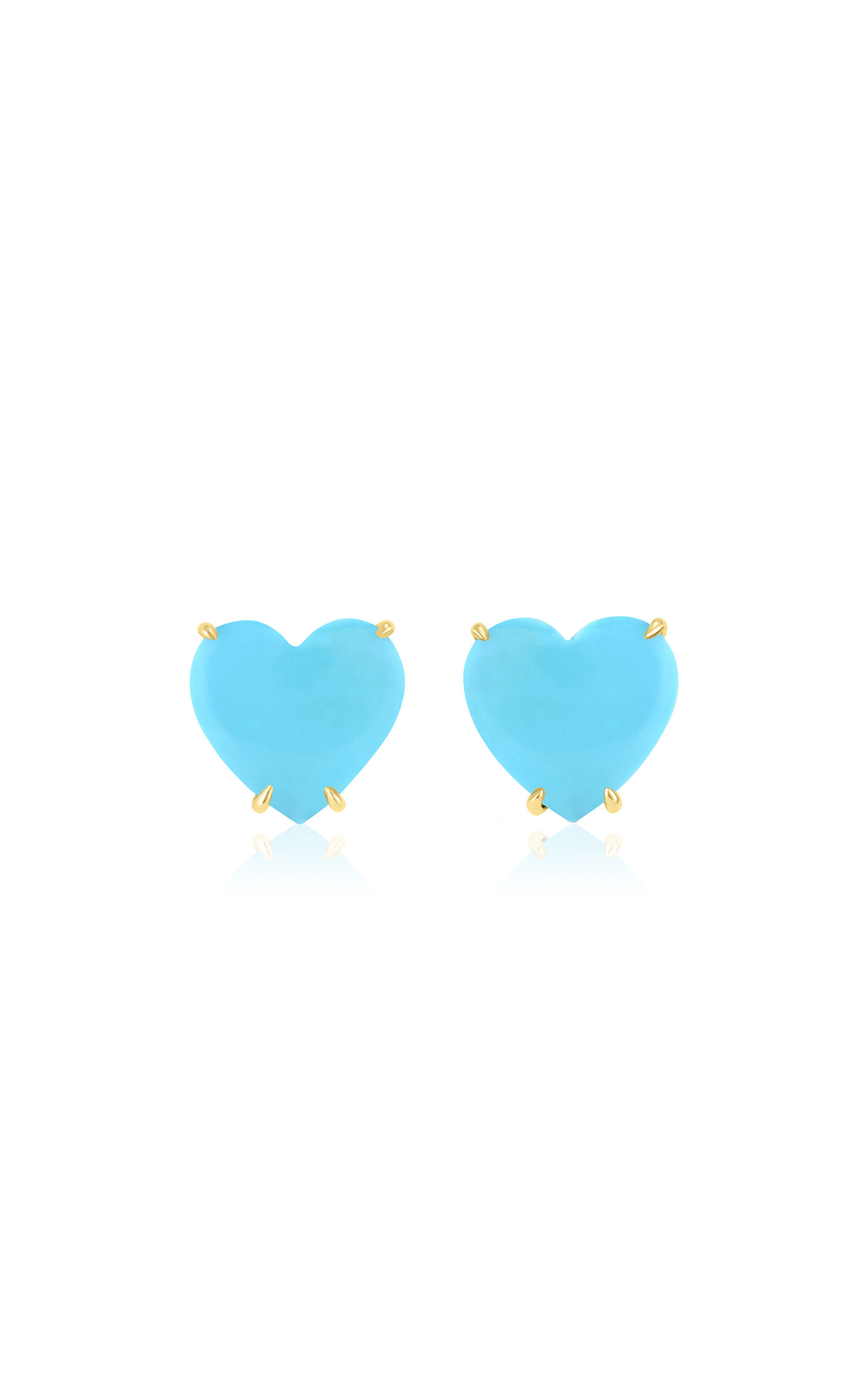 M.spalten Women's The Single Heart 14k Yellow Gold Turquoise Earrings In Blue