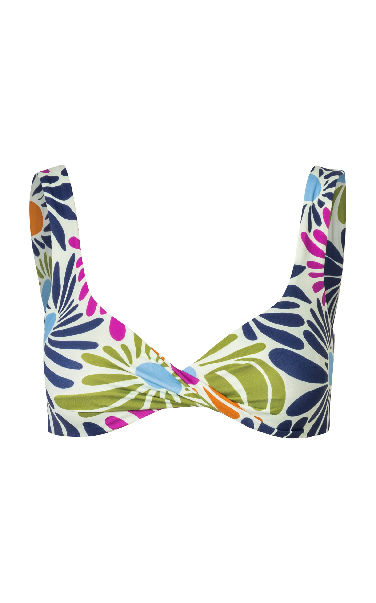 Cala De La Cruz Bettina Criss Cross Bikini Top In Floral
