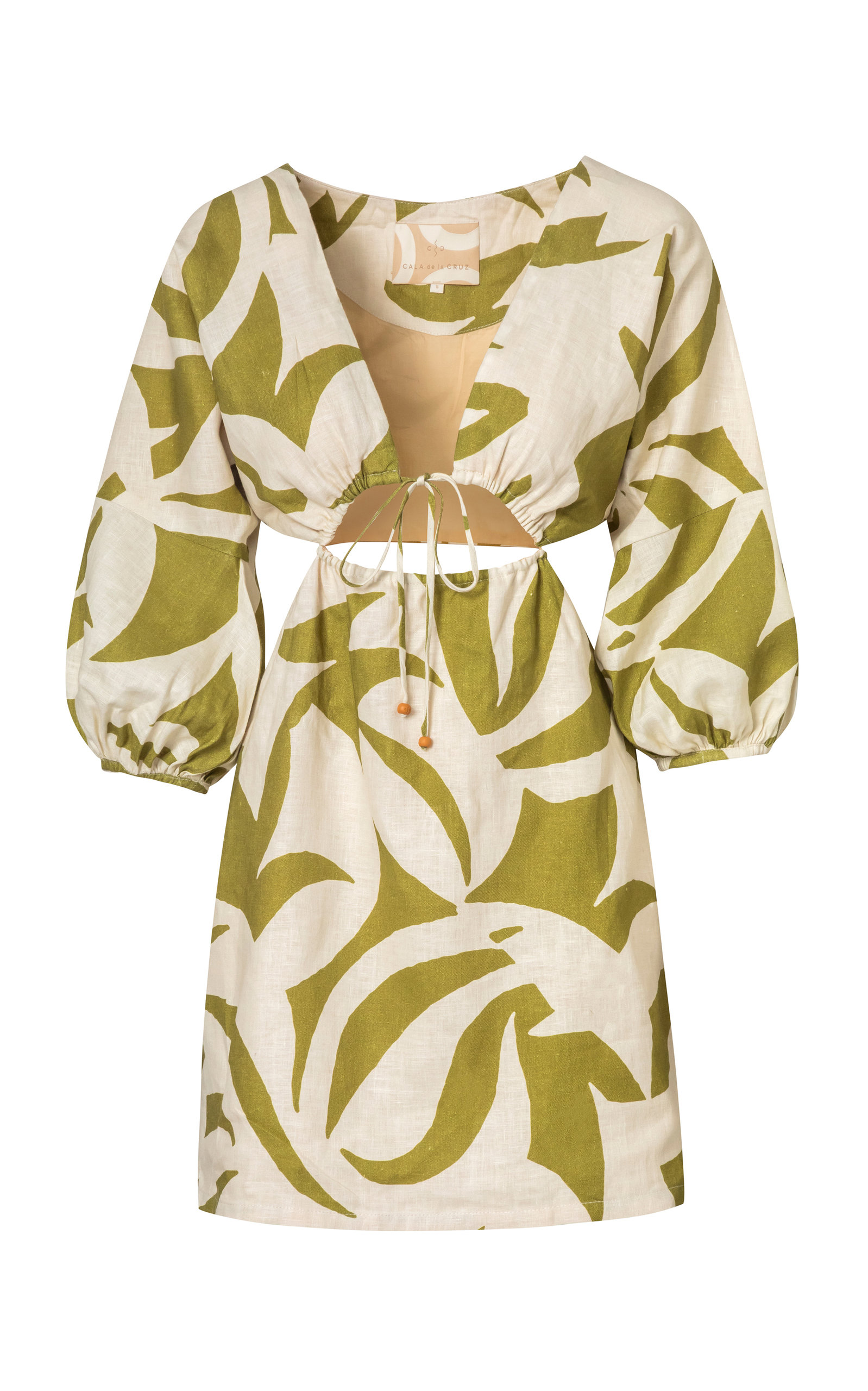 Cala De La Cruz Women's Ilana Cutout Linen Mini Dress In Green,multi | ModeSens Cala De La Cruz Women's Ilana Cutout Linen Mini Dress In Green,multi | ModeSens
