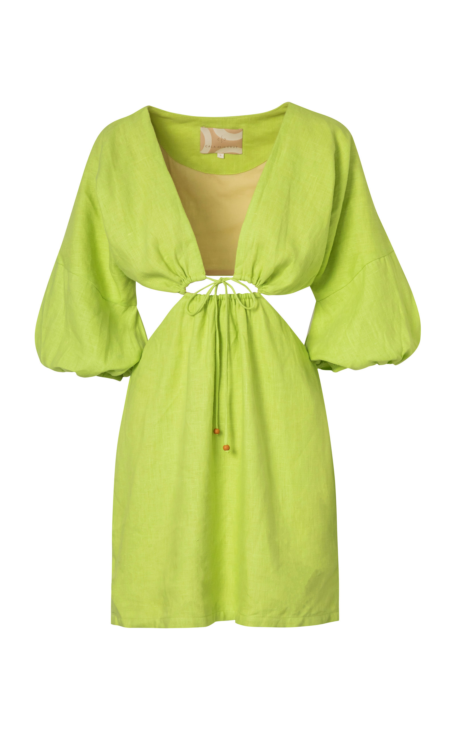 Cala De La Cruz Women's Ilana Cutout Linen Mini Dress In Green,multi |  ModeSens