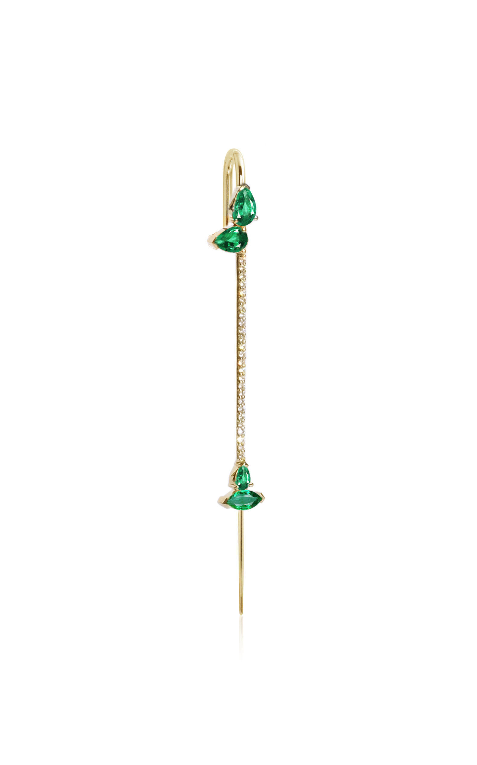 Katkim 18k Yellow Gold Emerald Allora Ear Pin In Green