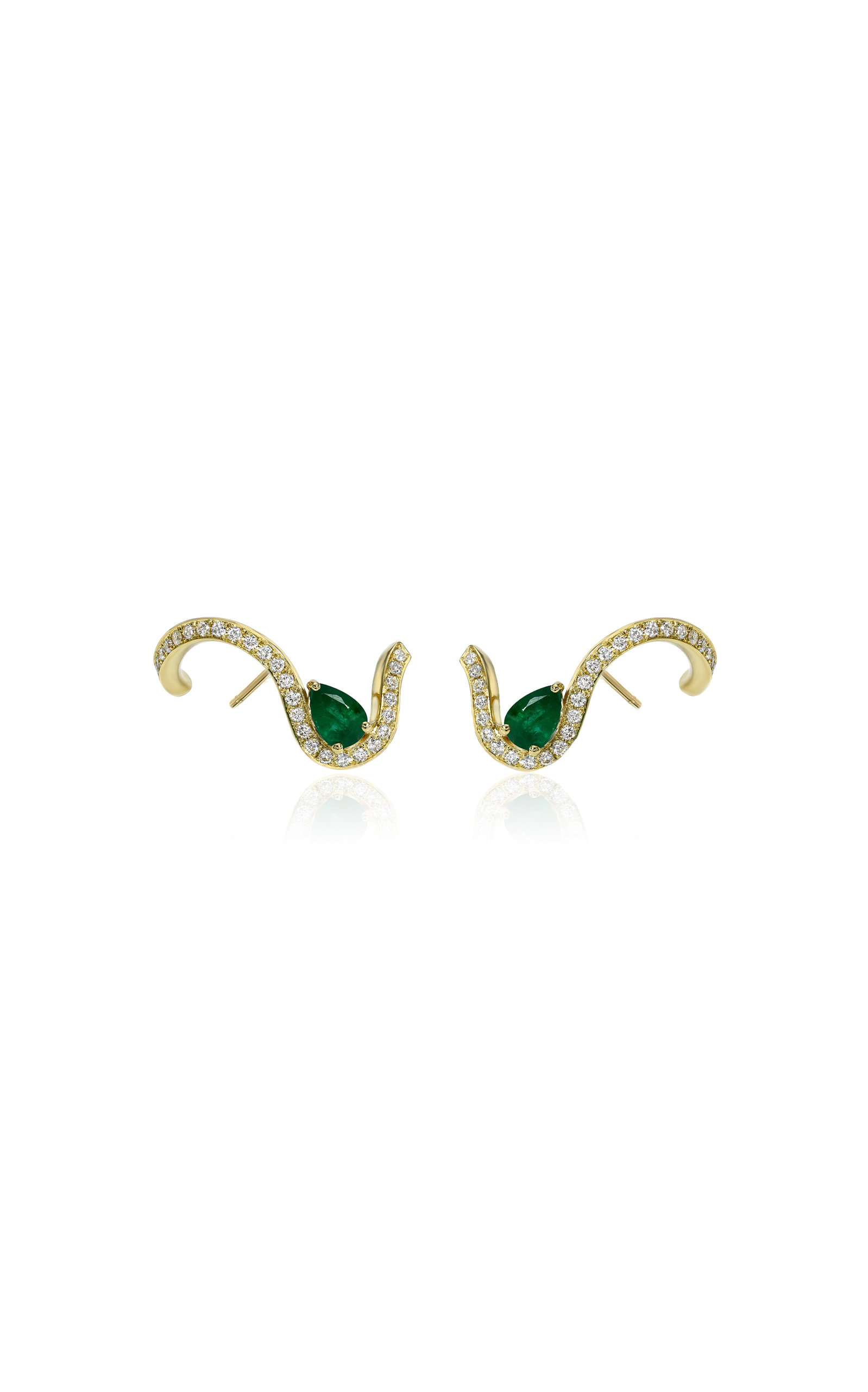 Katkim 18k Gold Emerald Trace Pave Single Earring