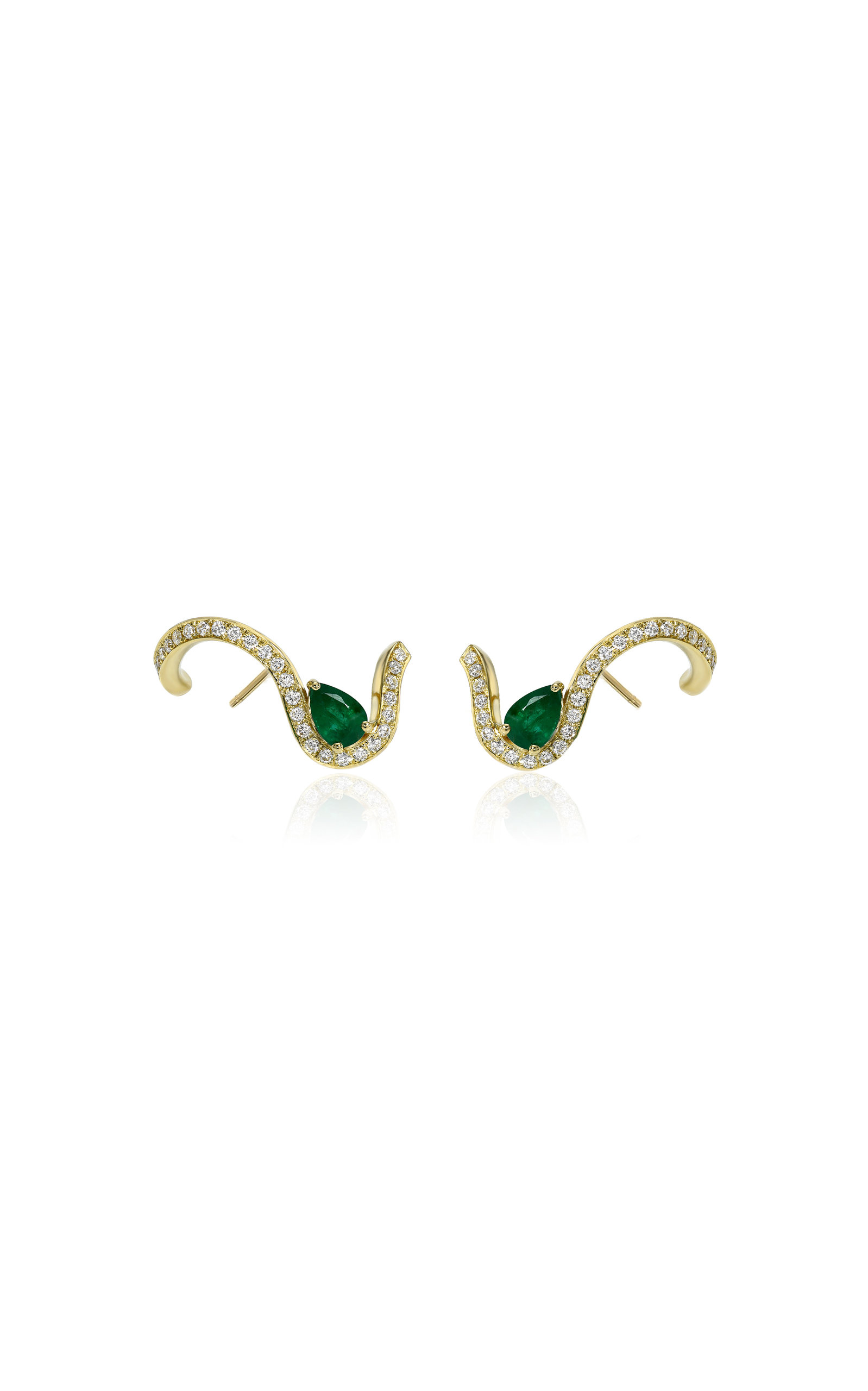Katkim 18k Gold Emerald Trace Pave Single Earring In Gold