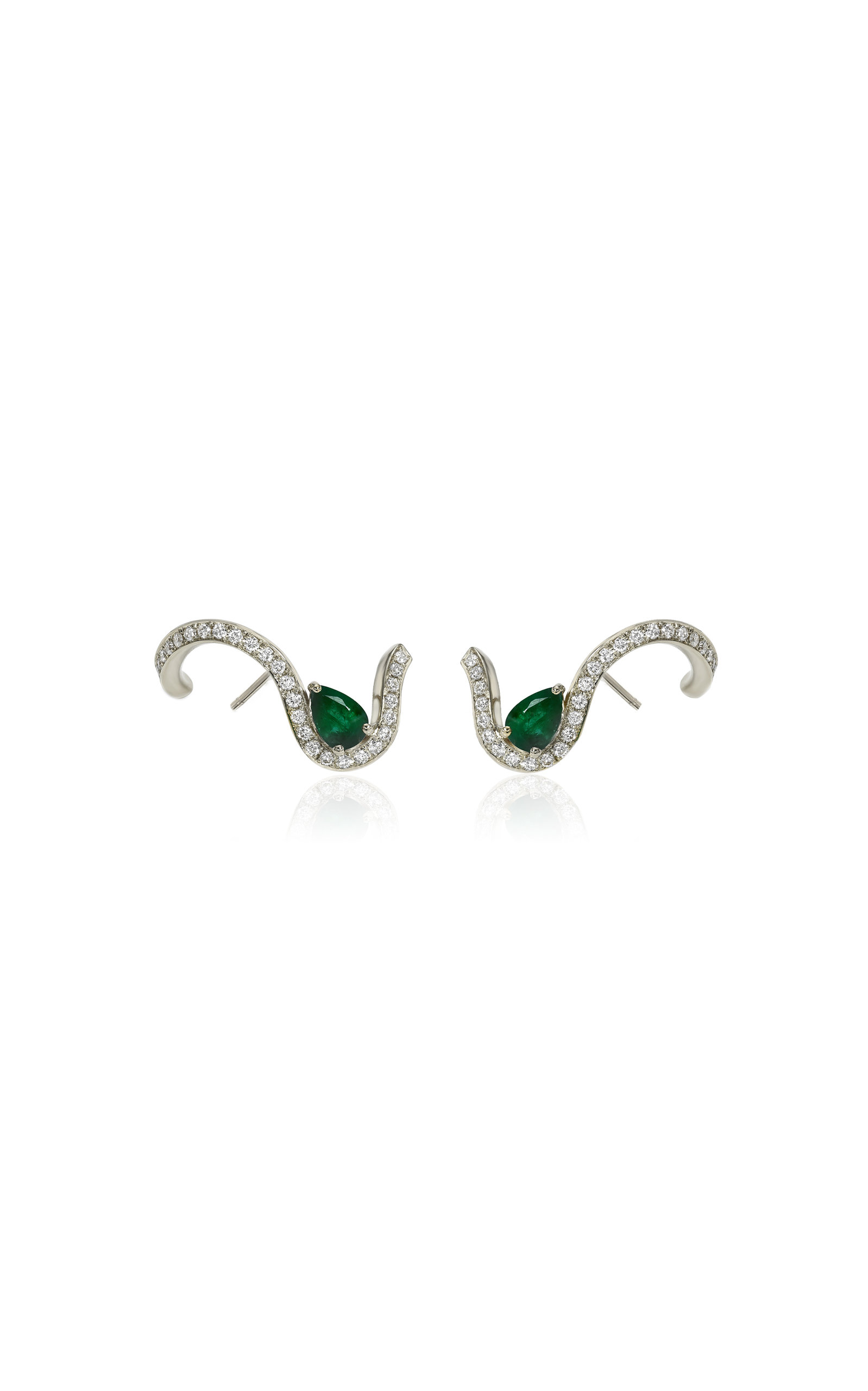 Katkim Women's 18k Gold Emerald Trace Pave Single Earring In Gold,white