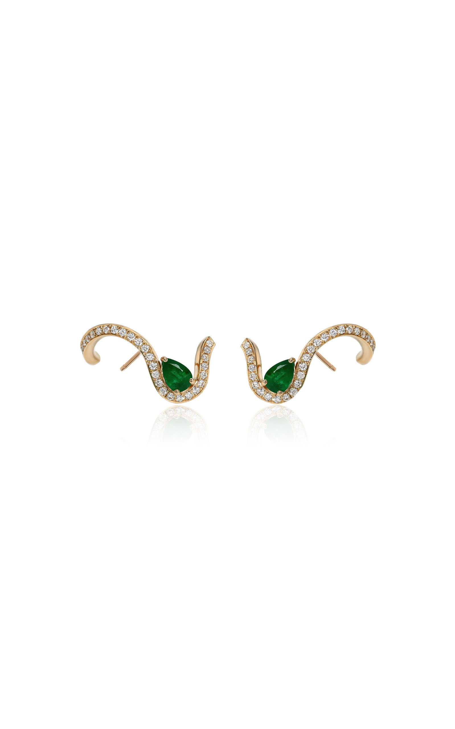 Katkim Women's 18k Gold Emerald Trace Pave Single Earring In Gold,white