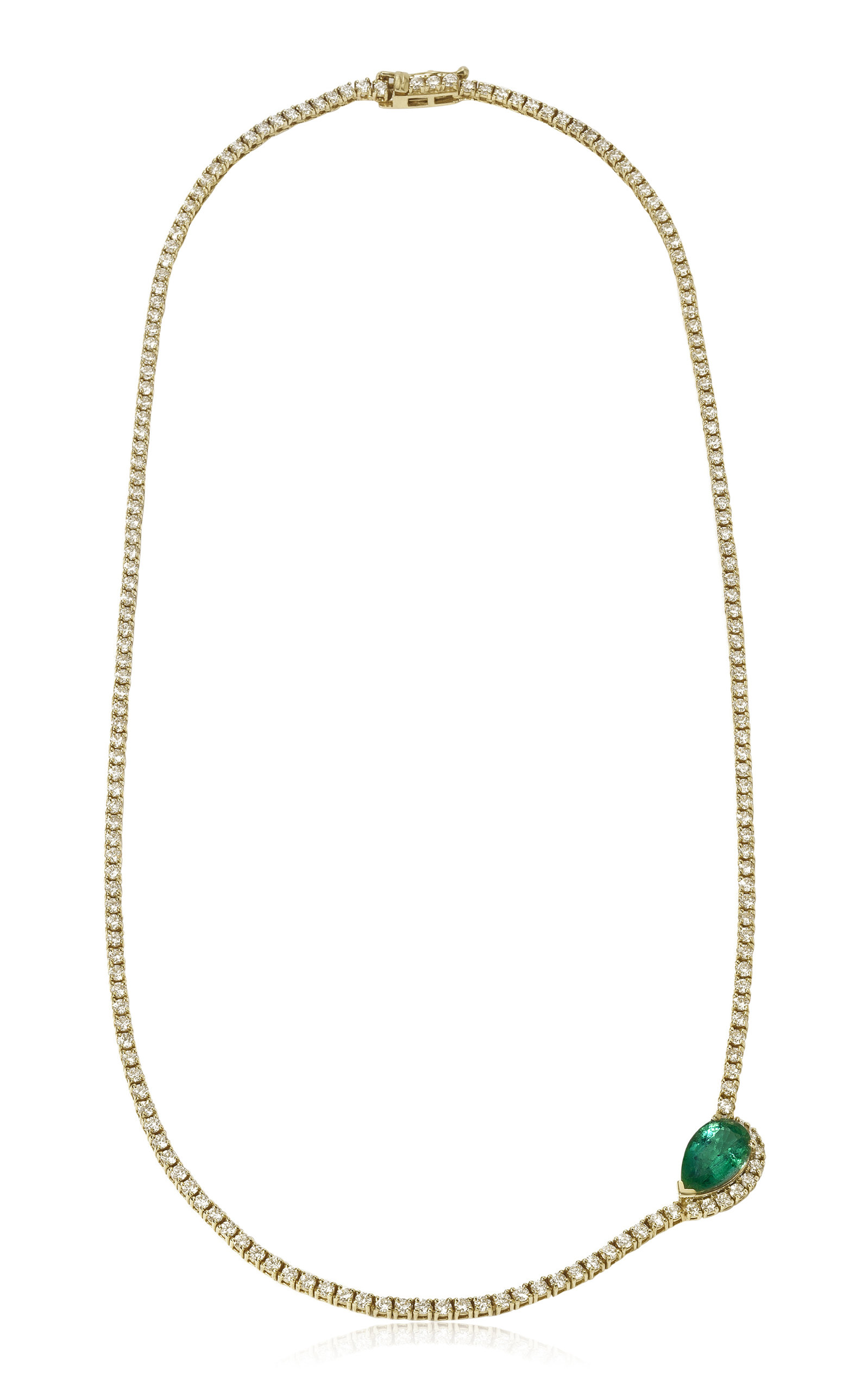 18k Yellow Gold Emerald Trace Eternity Necklace