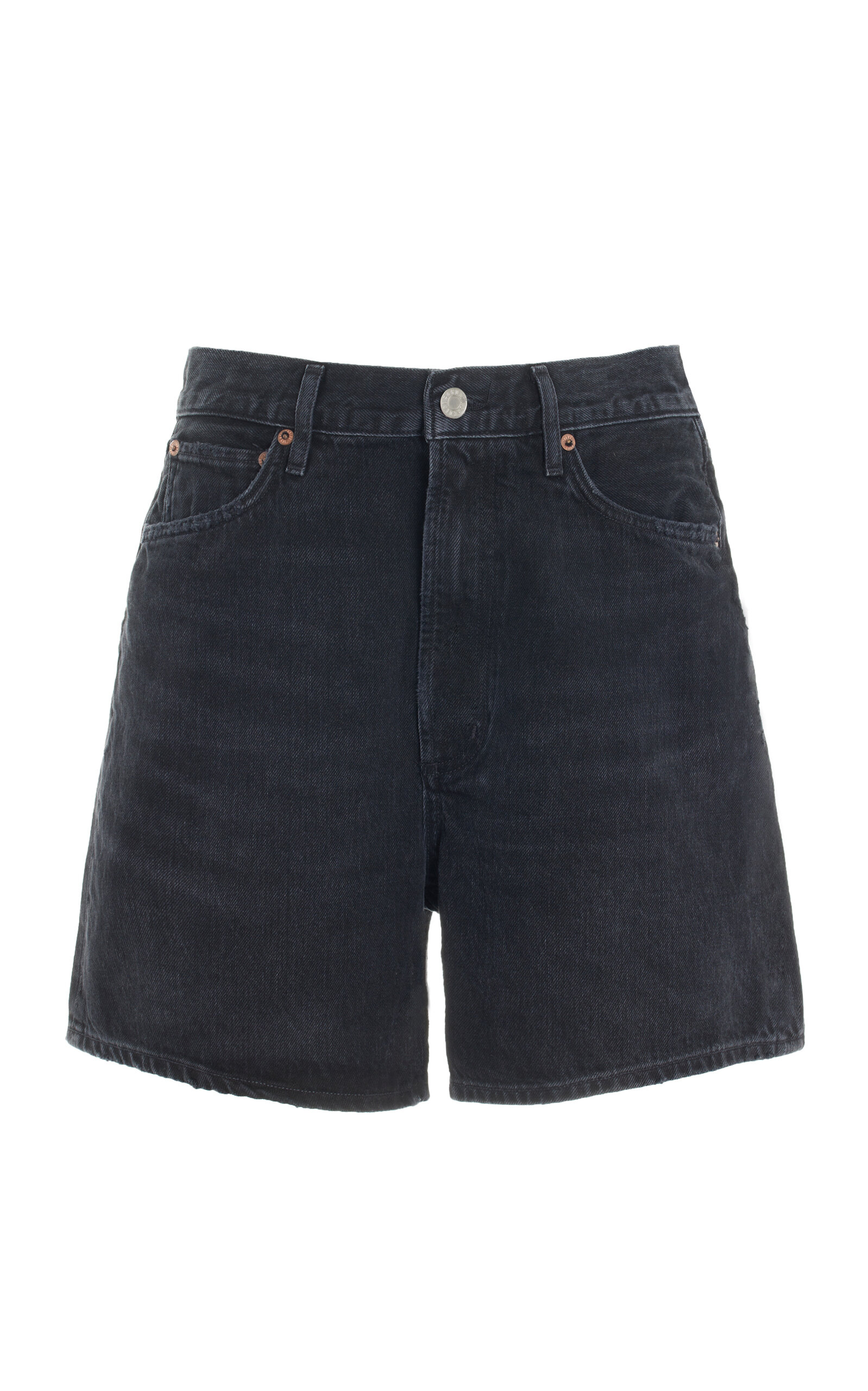Agolde Stella Distressed Organic Denim Shorts In Black