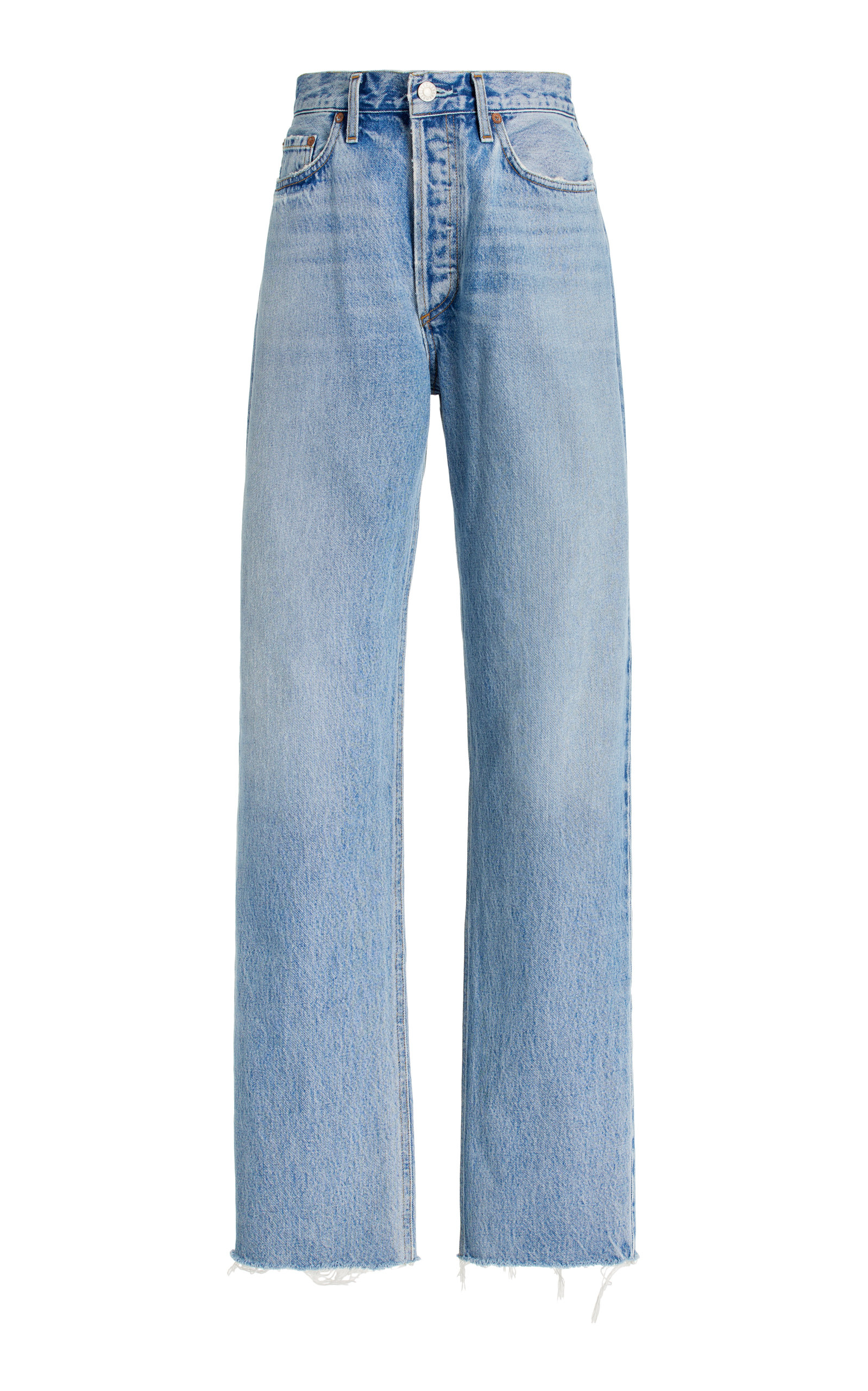 Shop Agolde Lana Rigid Mid-rise Straight-leg Jeans In Light Wash