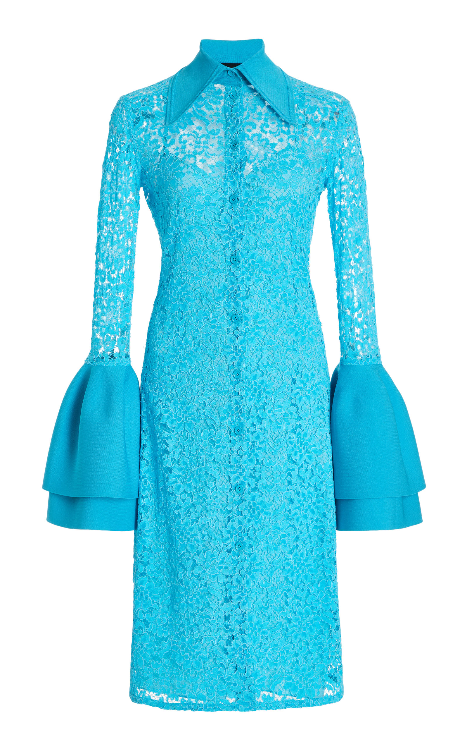 Proenza Schouler Women's Stretch Lace Shirt Dress In Green,blue