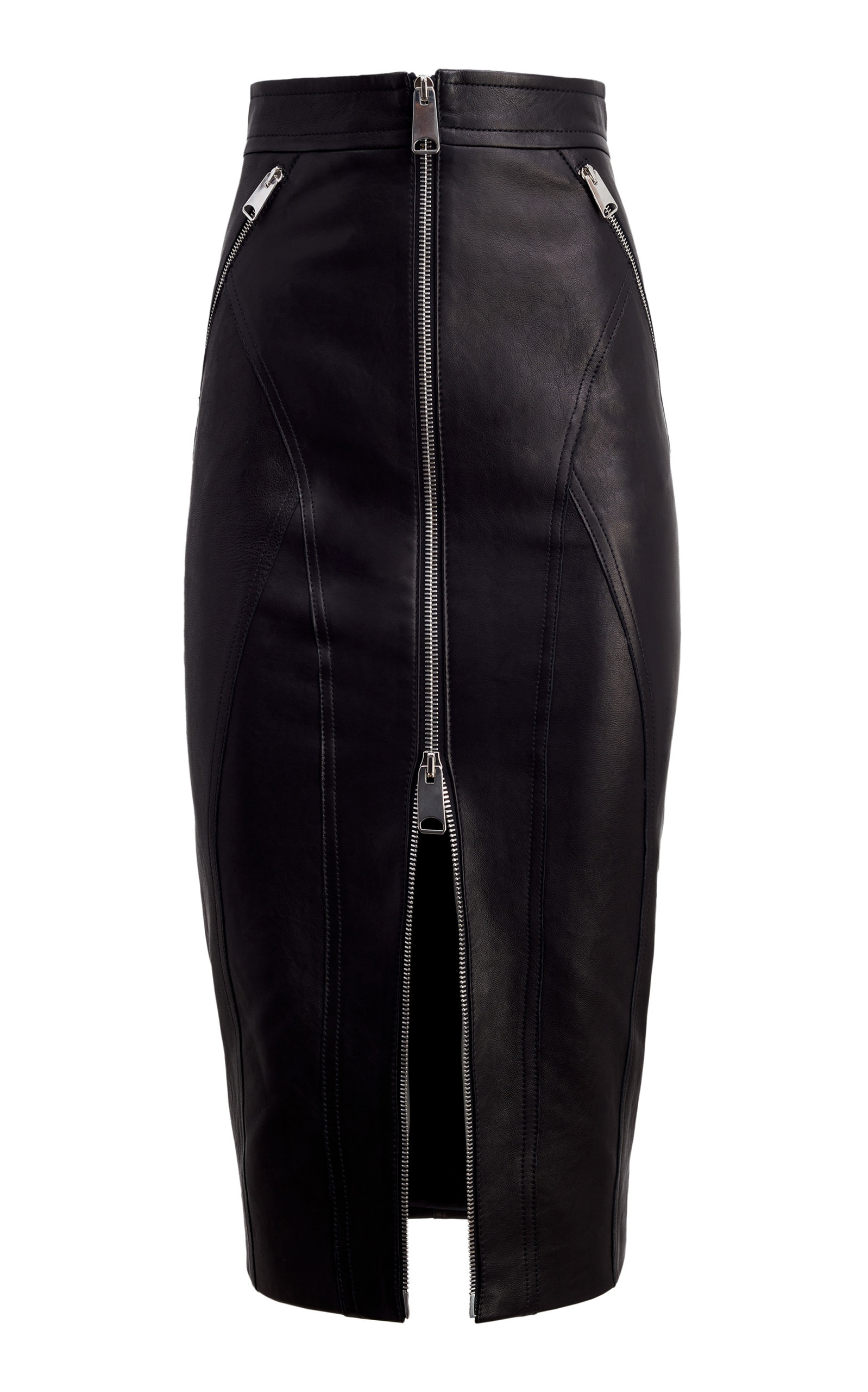 Khaite Women's Quincy Zip-Embellished Leather Pencil Skirt