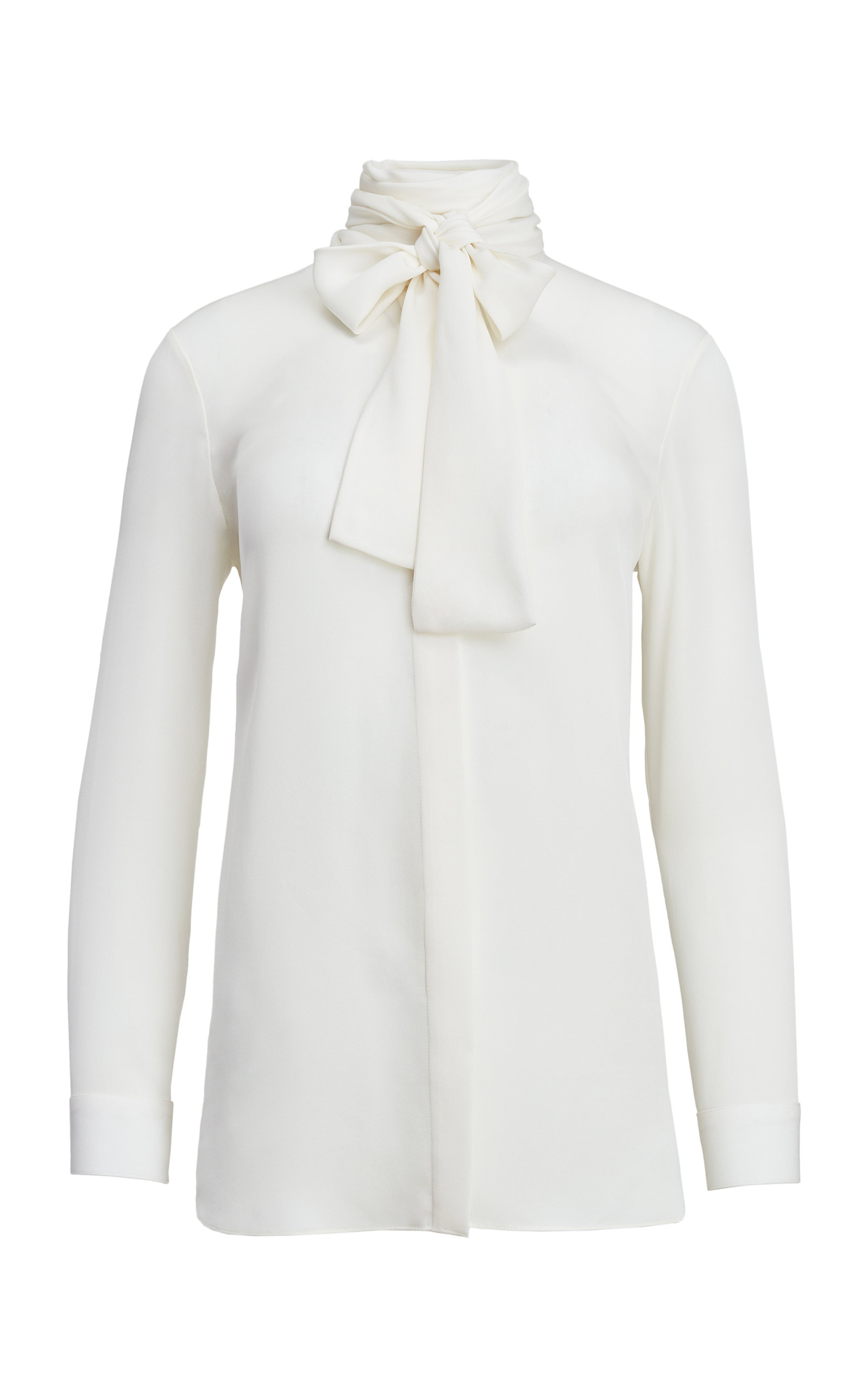 Khaite - Women's Tash Tie-Neck Silk Top - Neutral - US 6 - Moda Operandi