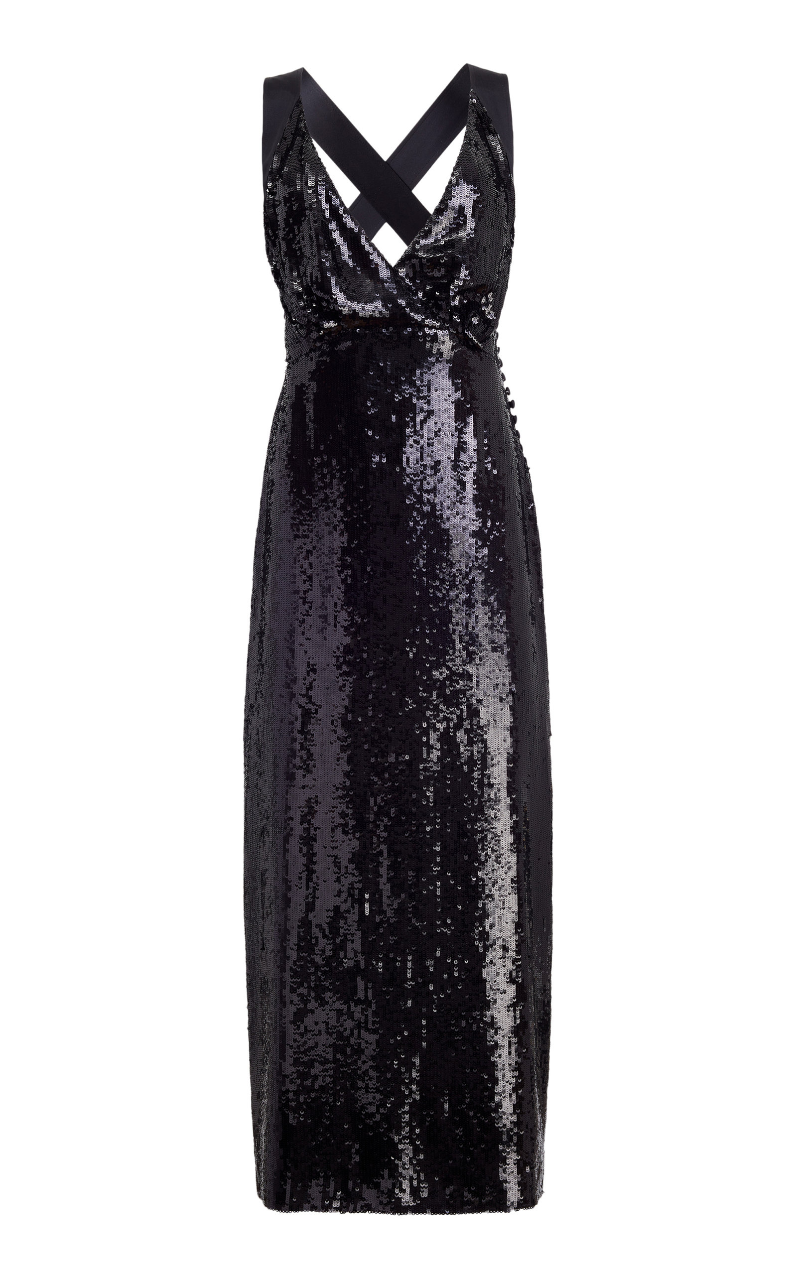 Khaite - Women's Milo Sequinned Midi Dress - Black - US 2 - Moda Operandi
