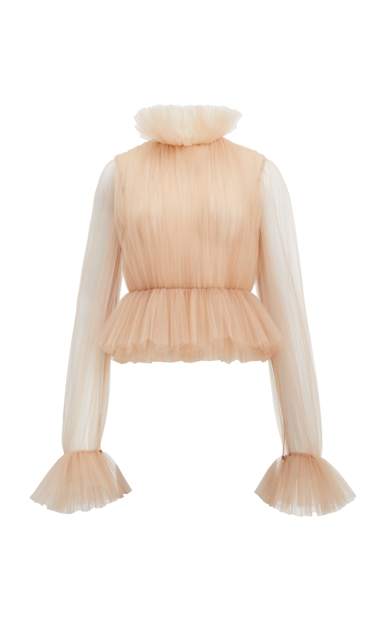 Khaite Long-sleeve Tulle Blouse In Neutral