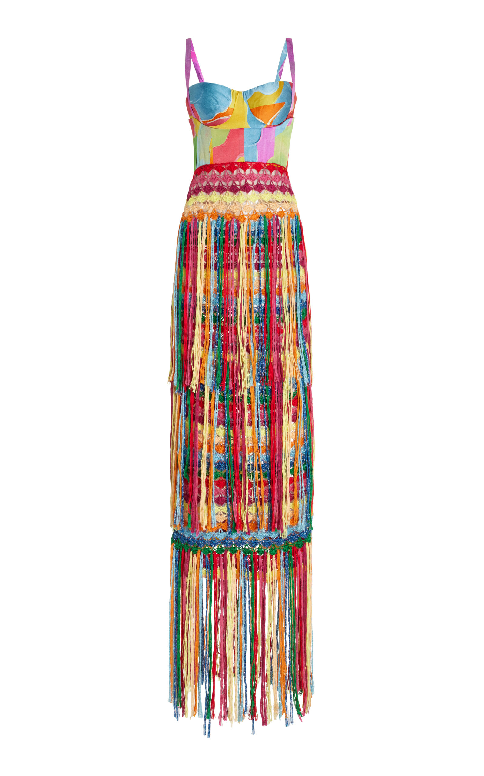 Alejandra Alonso Rojas Women's Fringed Bustier Maxi Dress