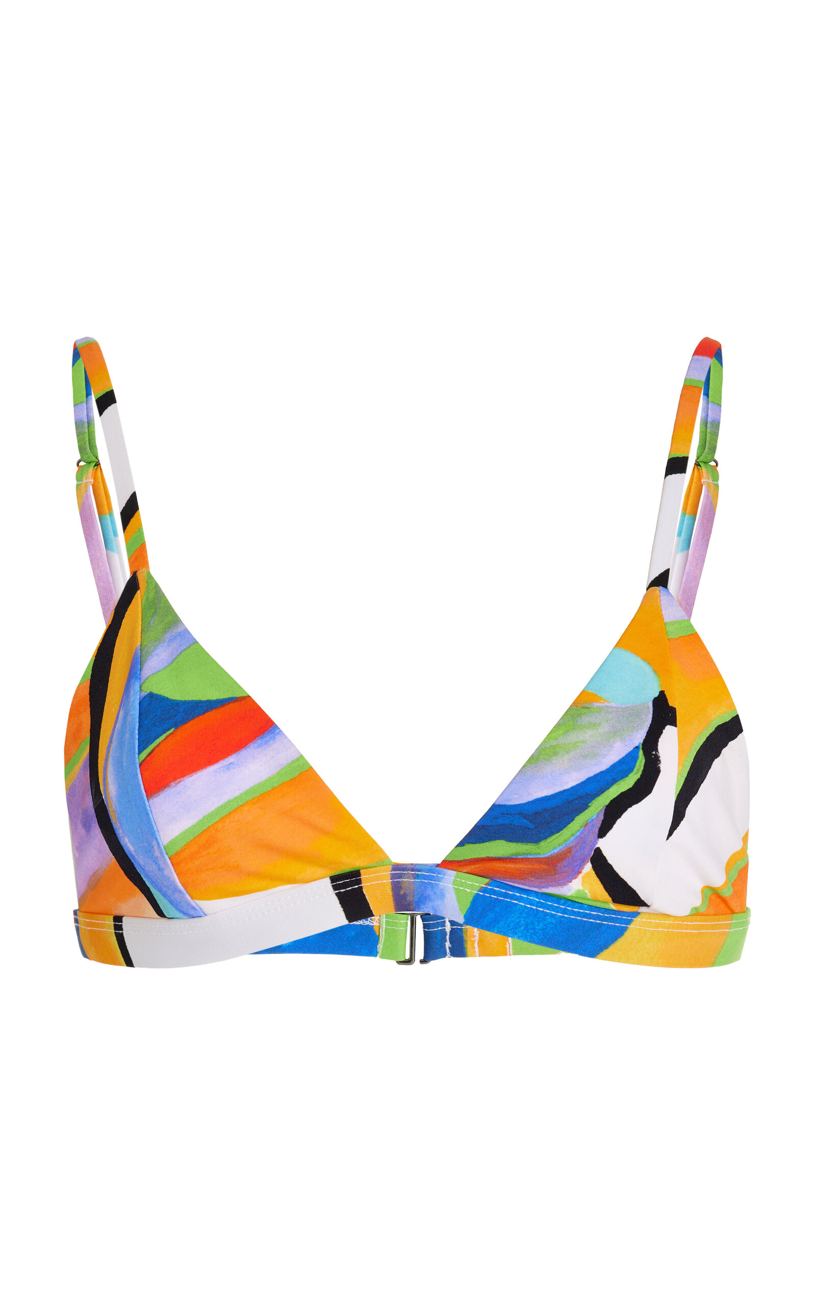 Mara Hoffman Alegasia-print Astrid Triangle Bikini Top In White