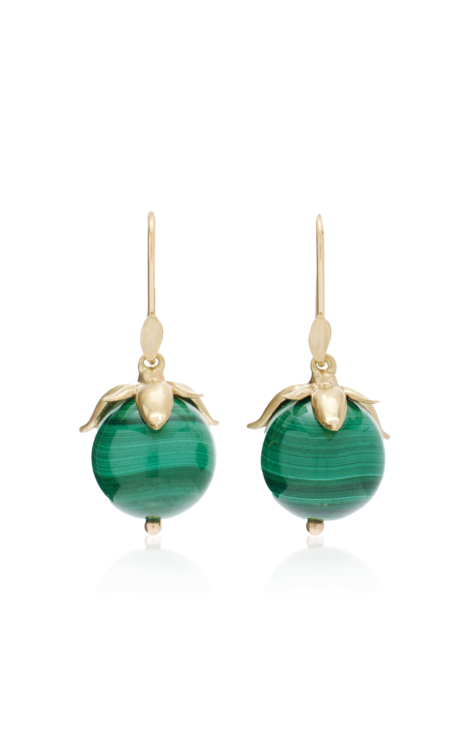Annette Ferdinandsen 14k Gold Malachite Earrings In Green