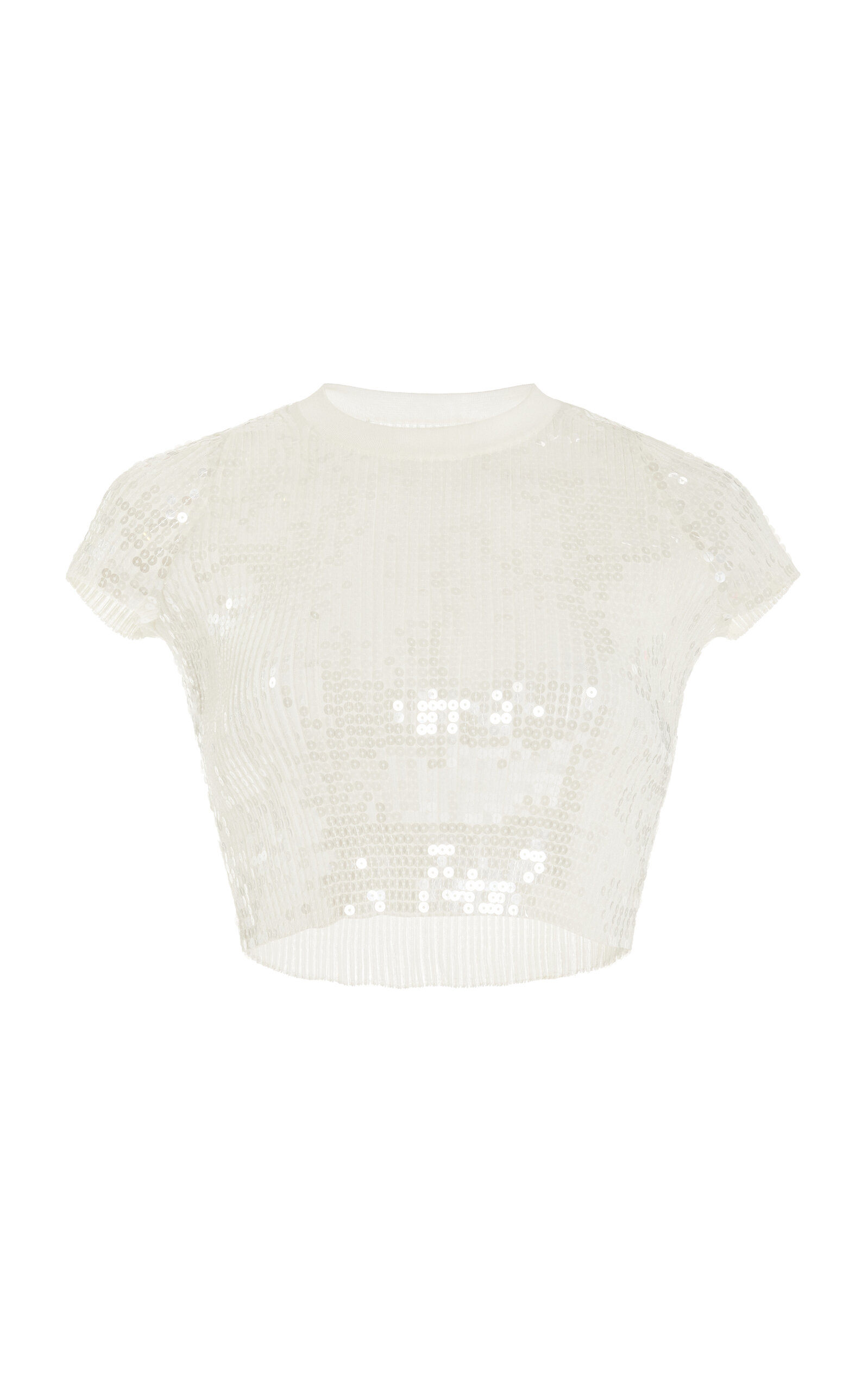Alexander Wang Sequined Cropped Baby T-shirt In Snow White