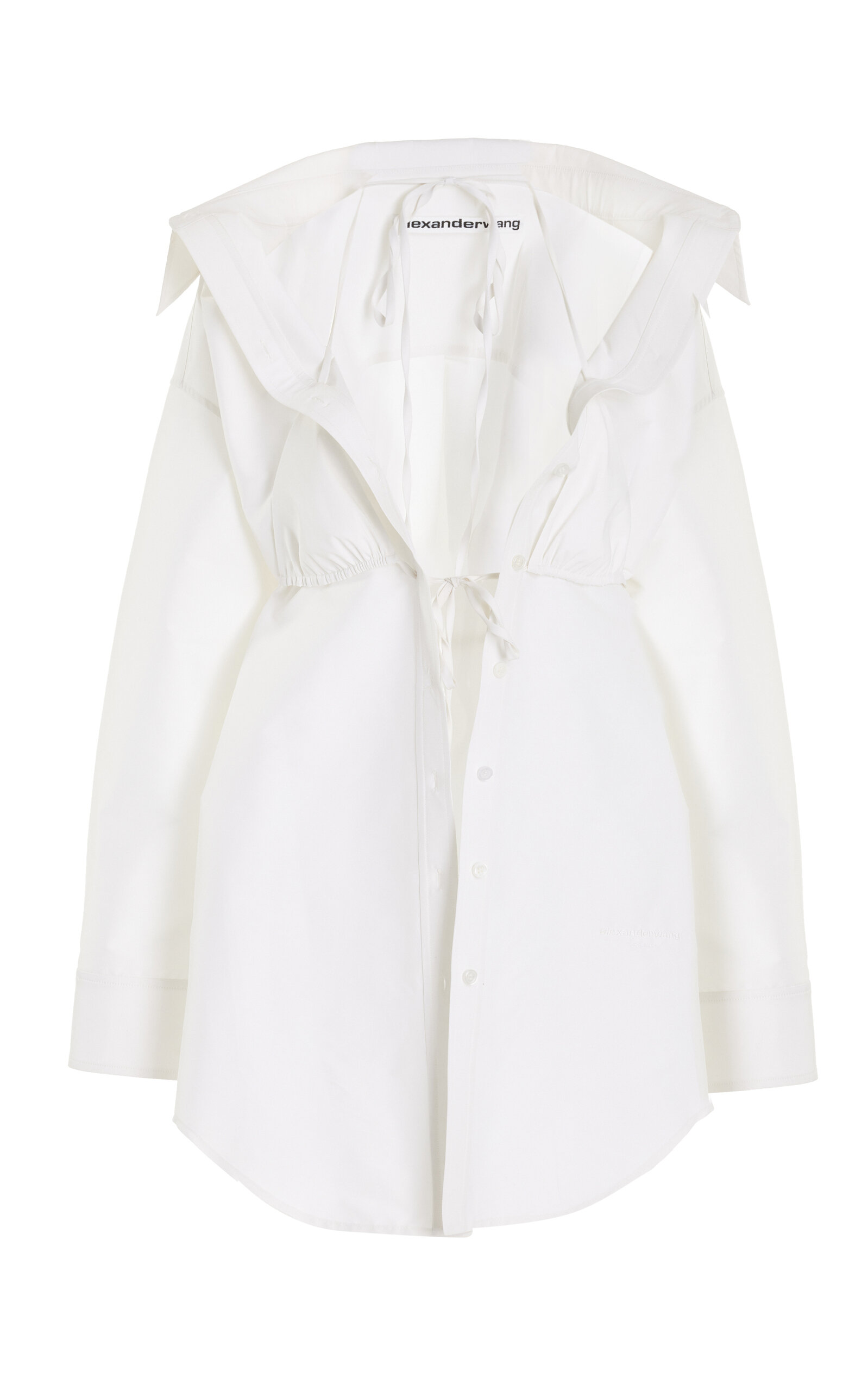 Alexander Wang Layered Poplin And Stretch Halterneck Shirt In White